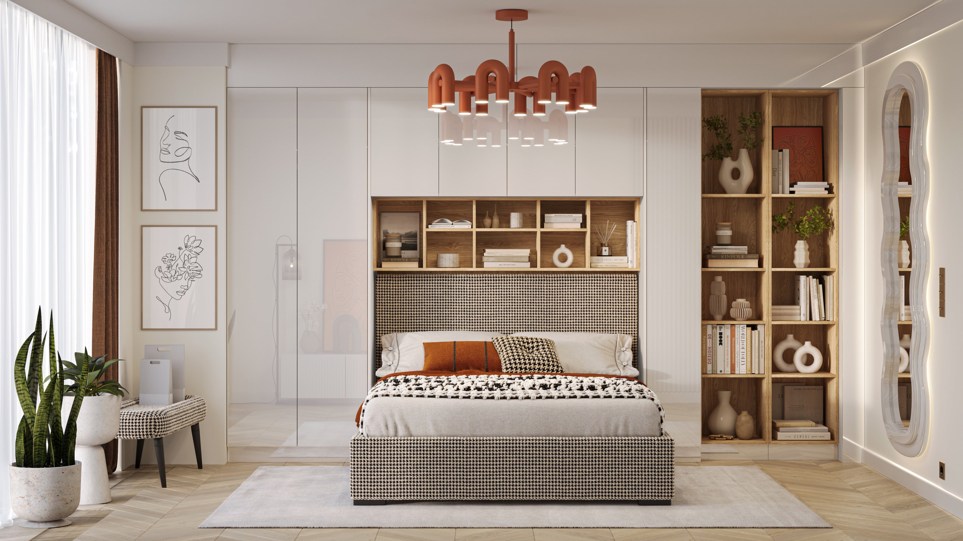 SLEEP VARIA Customizable Bedroom Build-in System with Nightstands – Oiled Oak / White Gloss