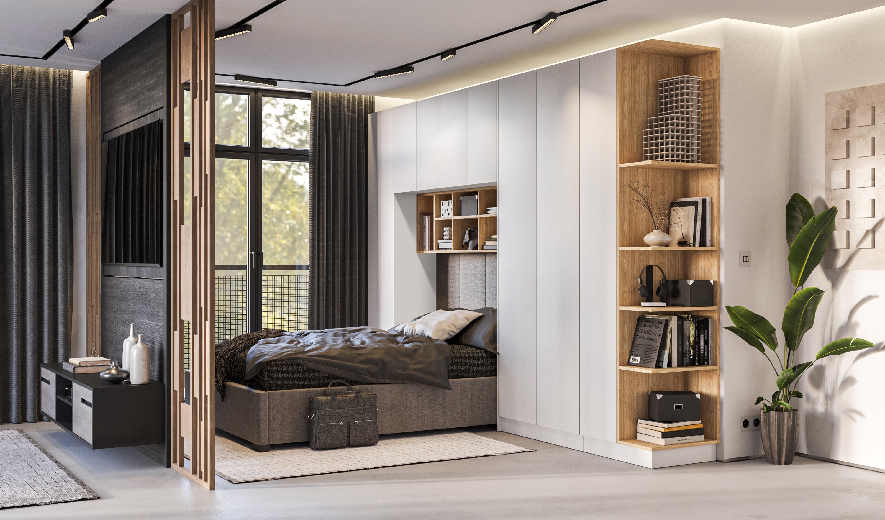 SLEEP VARIA Individuelles Schlafzimmer-Einbausystem – Eiche geölt / Weiß Matt