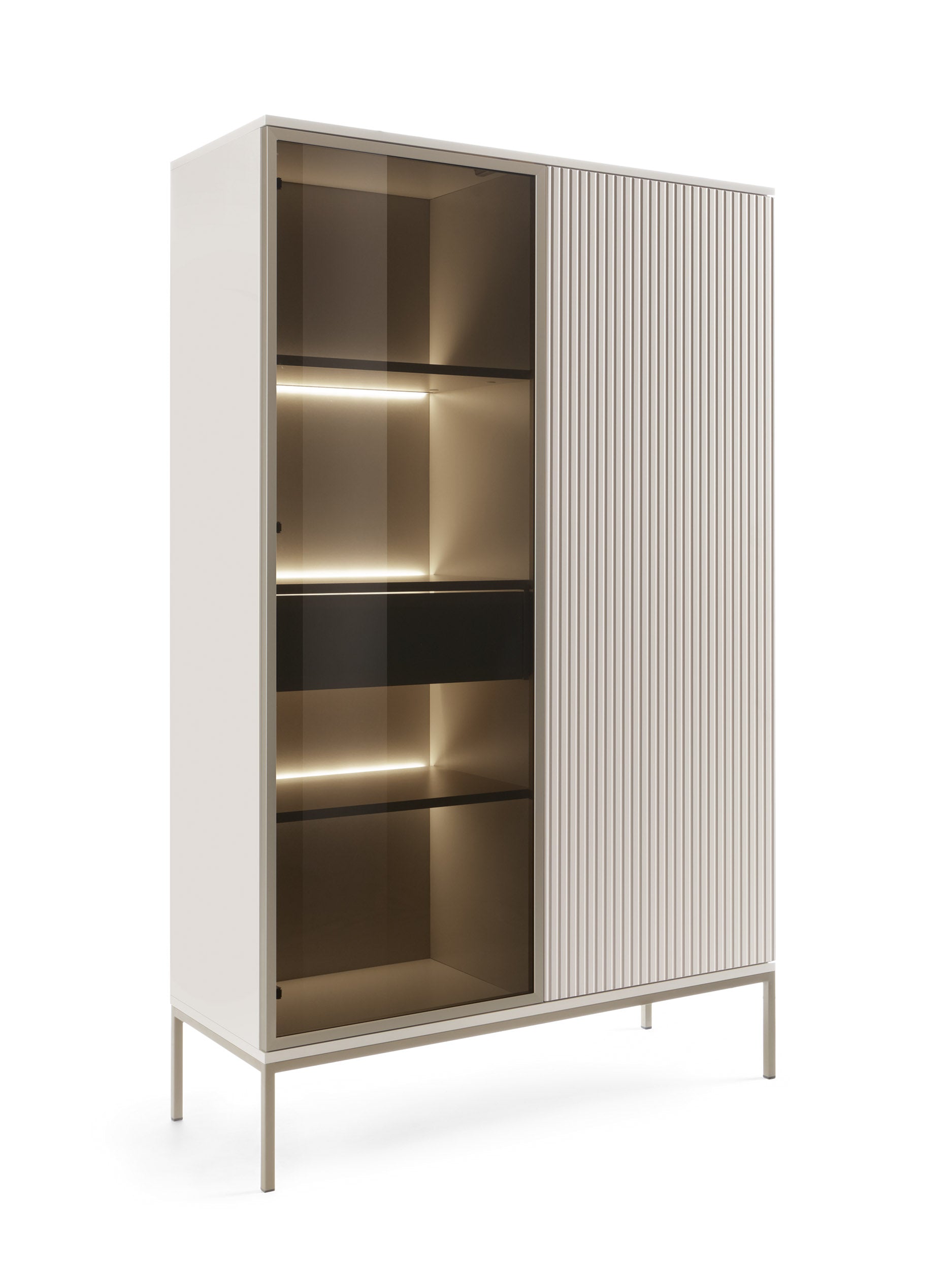 Sento Tall Display Cabinet - Modern Elegance Cashmere