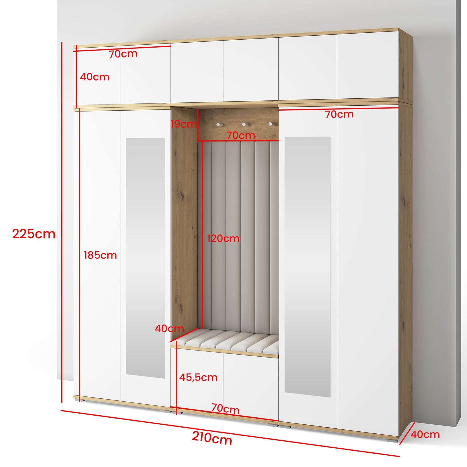 PK Sevilla 10 Hallway Wardrobe -Upholstered Panels in Various Colours