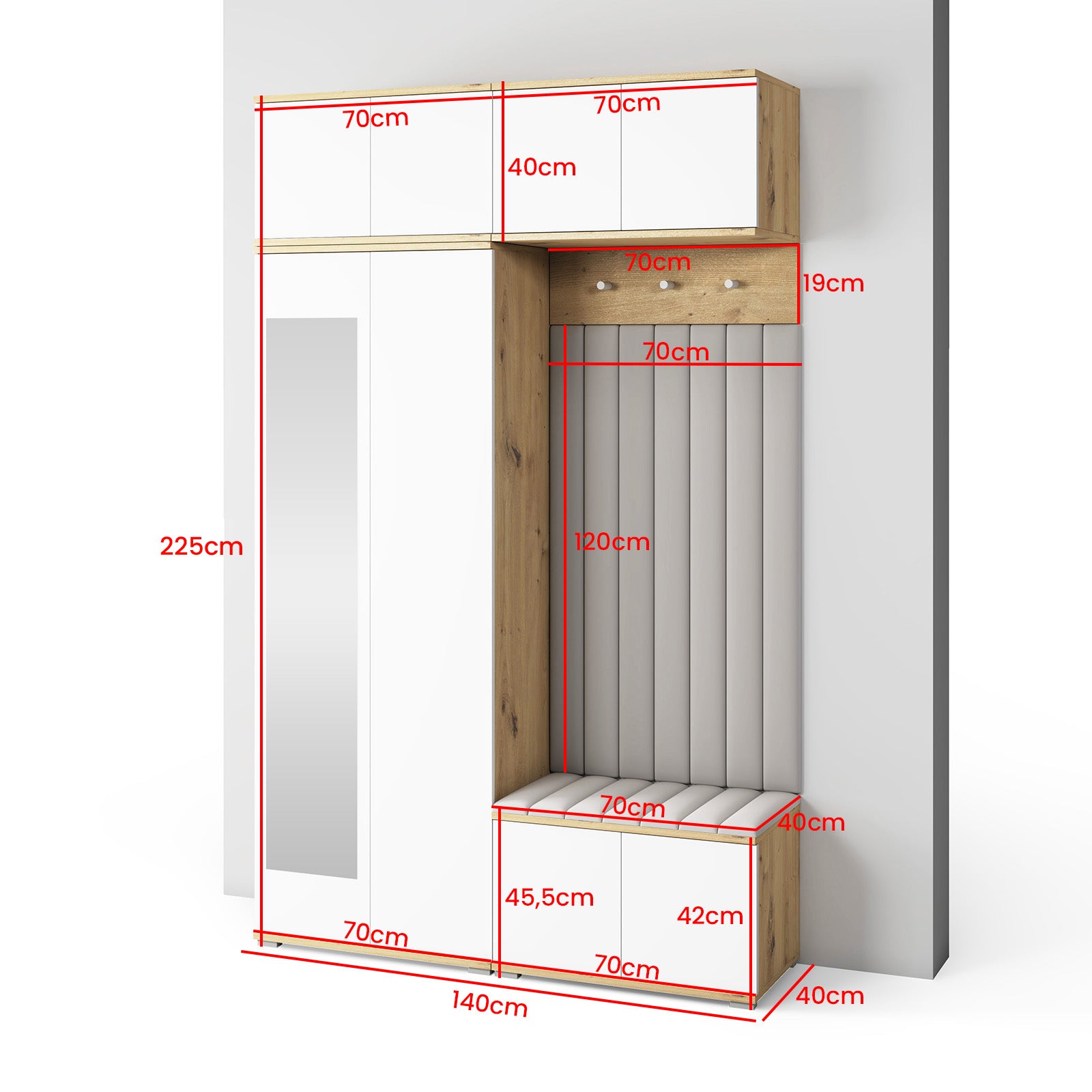 PK Sevilla 9 Hallway Wardrobe -Upholstered Panels in Various Colours