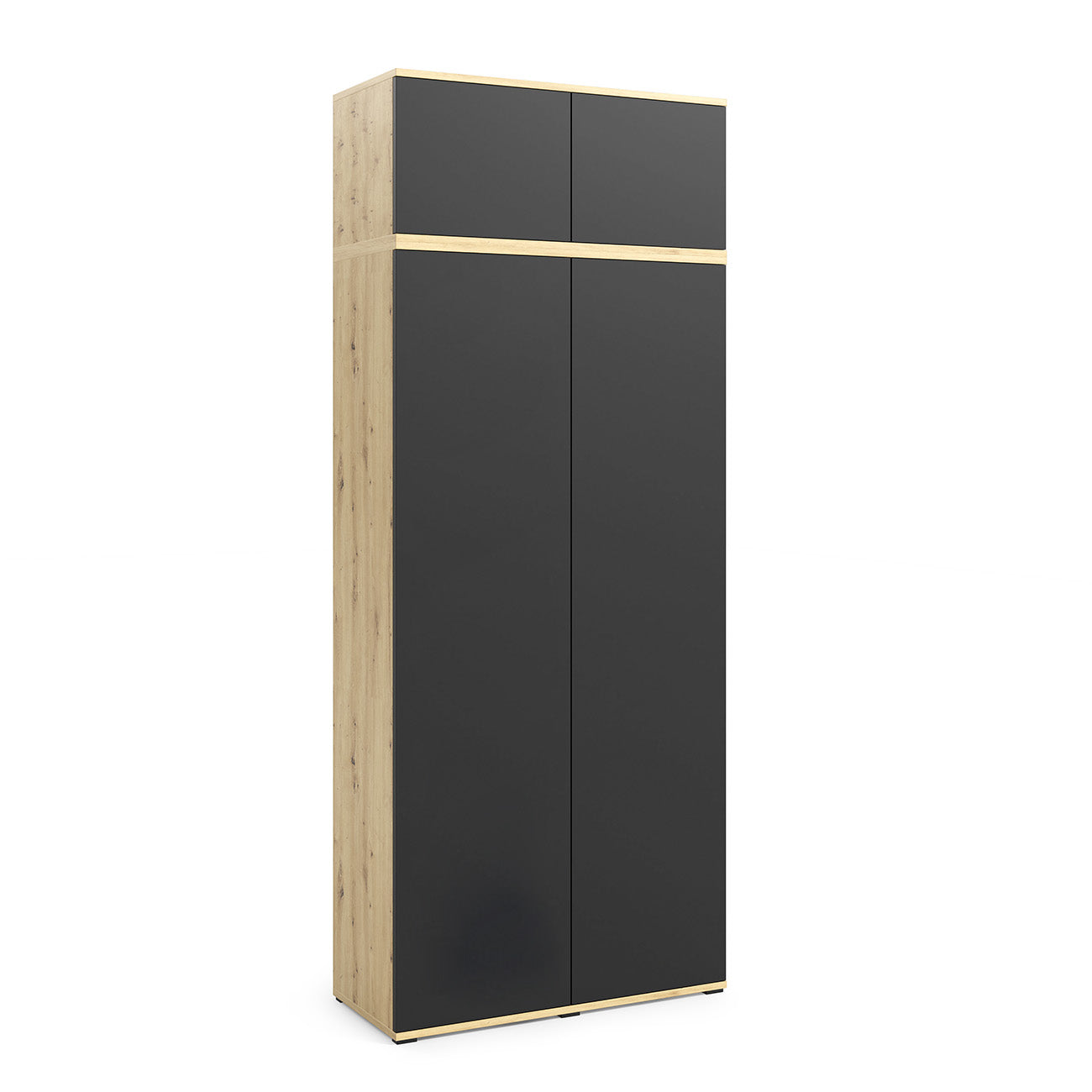 PK Emi 33 Hallway Wardrobe Aristan Oak\Black - Upholstered Panels in Various Colours