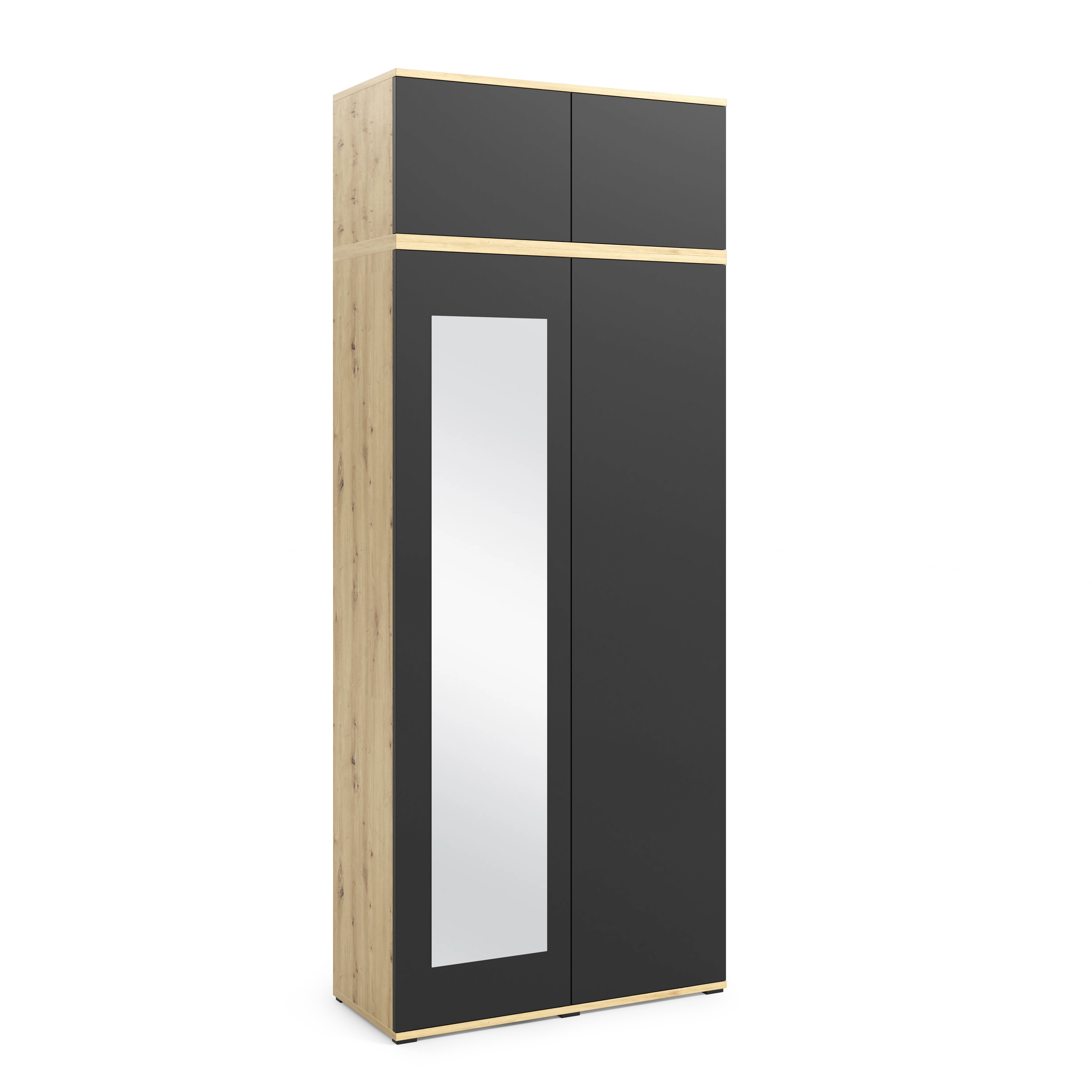 PK Emi 33 Hallway Wardrobe Aristan Oak\Black - Upholstered Panels in Various Colours