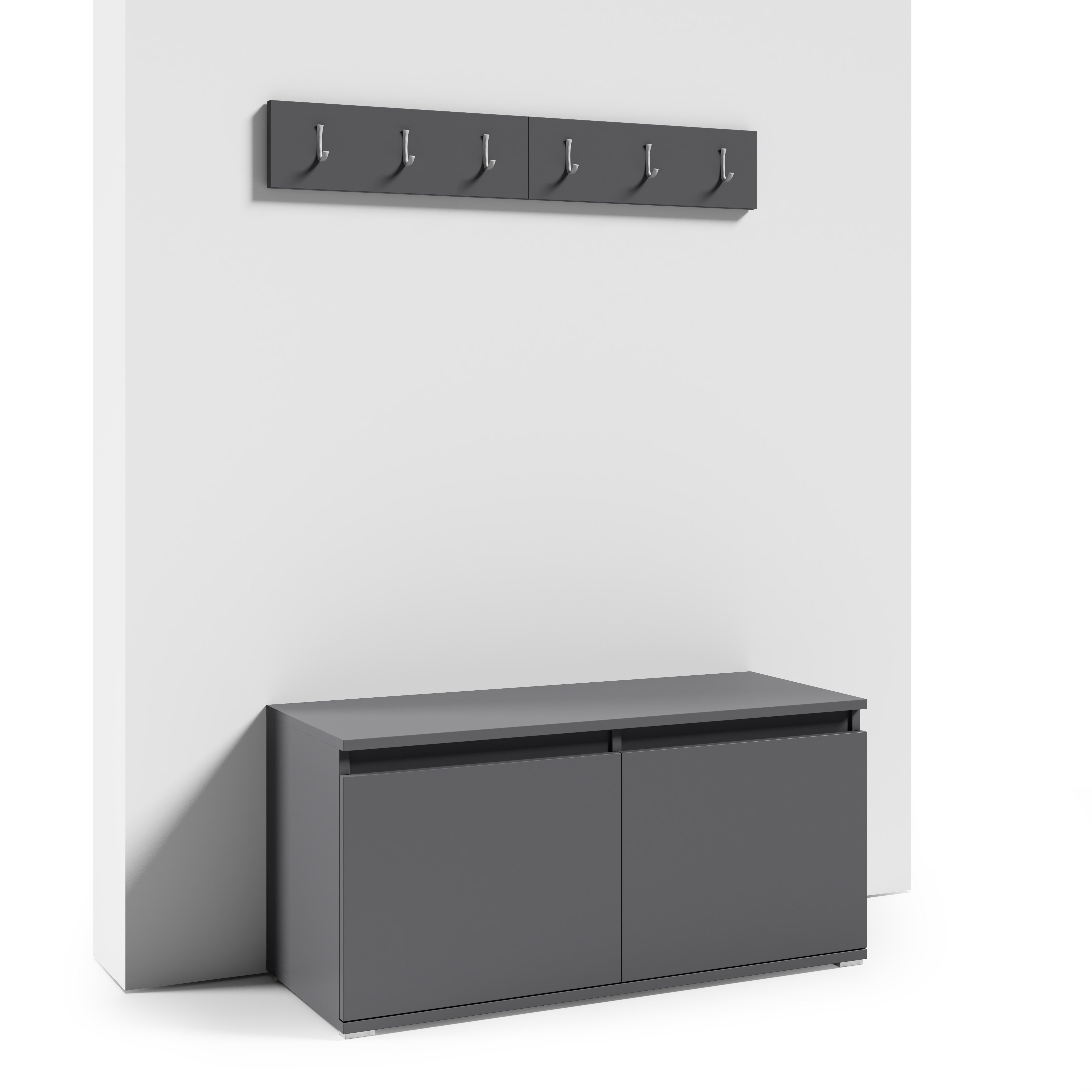 PK Emi 36 Hallway Wardrobe Graphite - Upholstered Panels in Various Colours