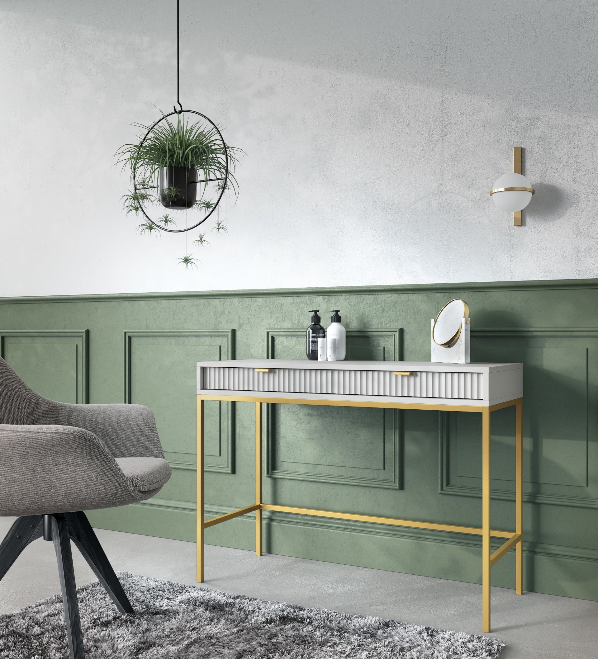 Nova Vanity Table Grey - Eine Fusion aus moderner Eleganz und praktischer Aufbewahrung