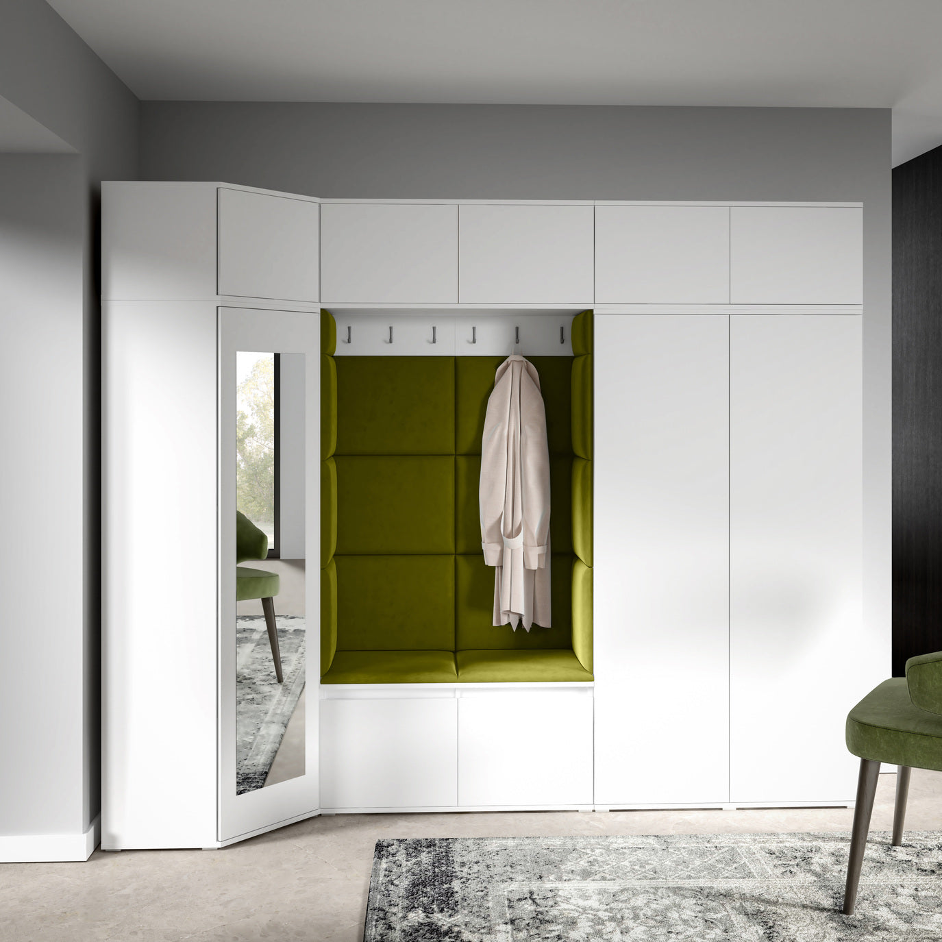 PK Emi 39 Flurgarderobe weiß - Polsterpaneele in verschiedenen Farben