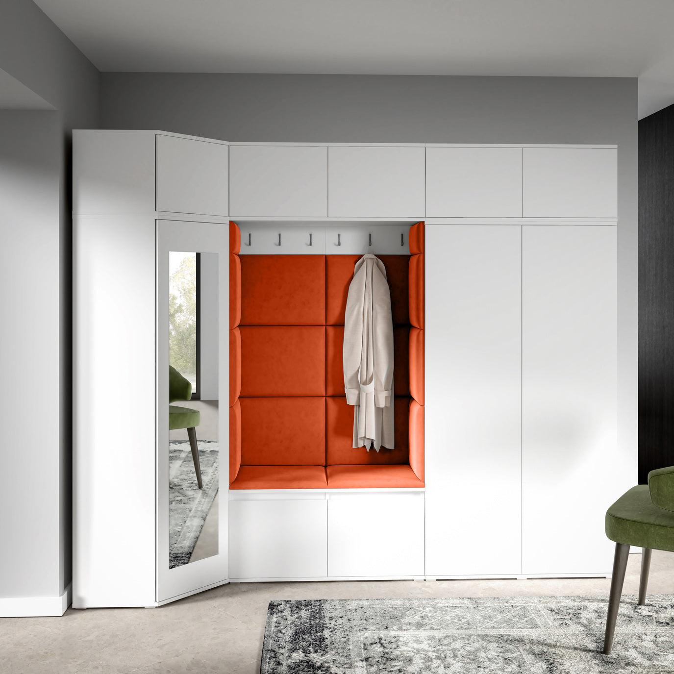 PK Emi 39 Flurgarderobe weiß - Polsterpaneele in verschiedenen Farben