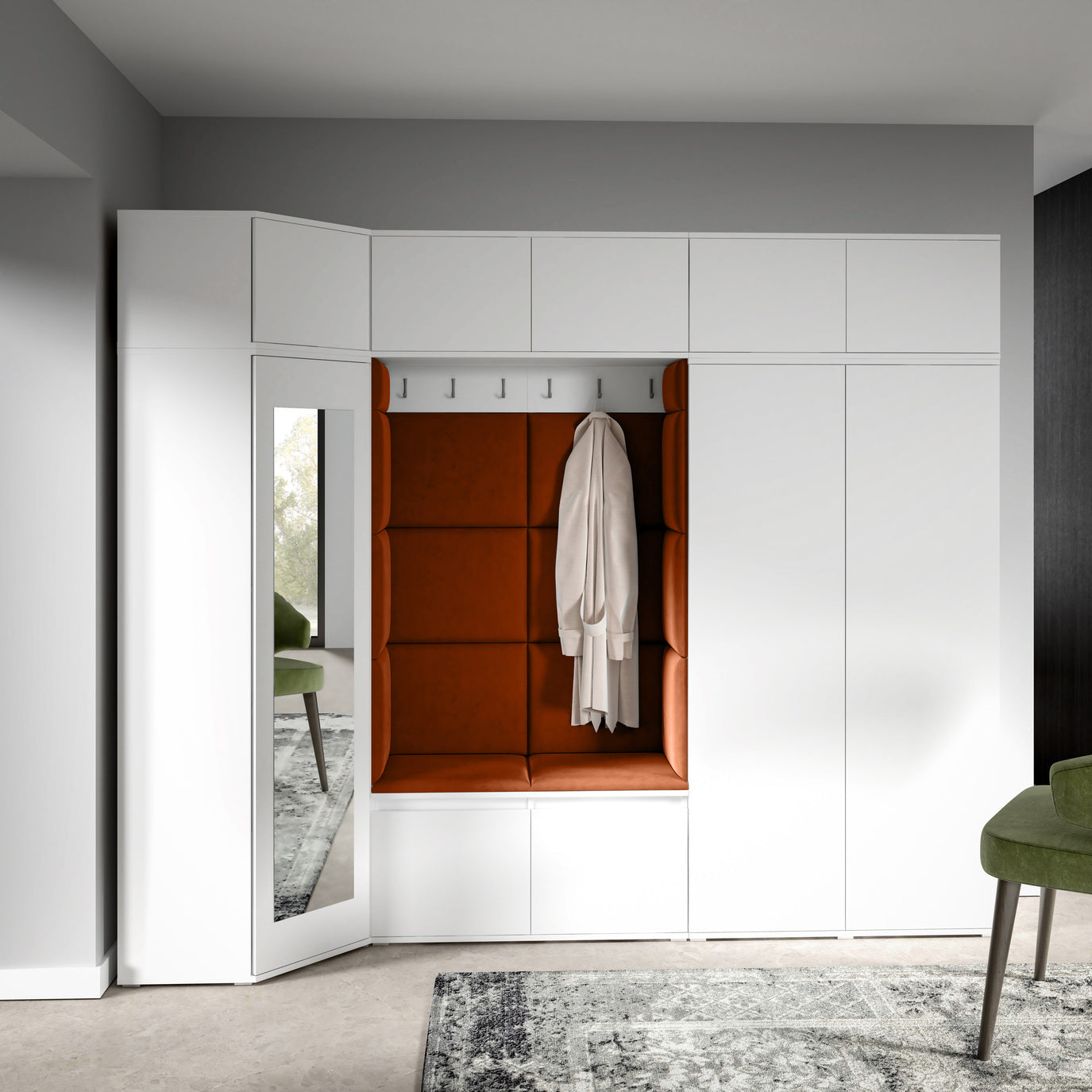 PK Emi 39 Flurgarderobe weiß - Polsterpaneele in verschiedenen Farben