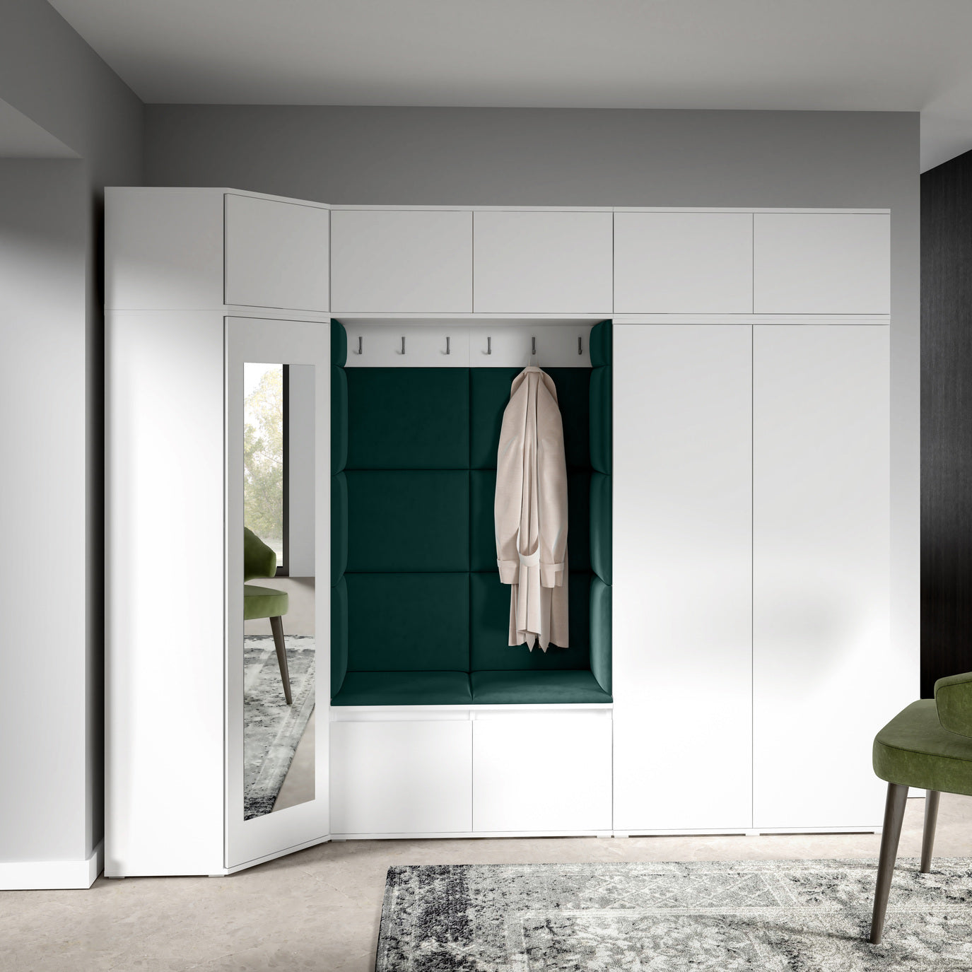 PK Emi 39 Flurgarderobe weiß - Polsterpaneele in verschiedenen Farben