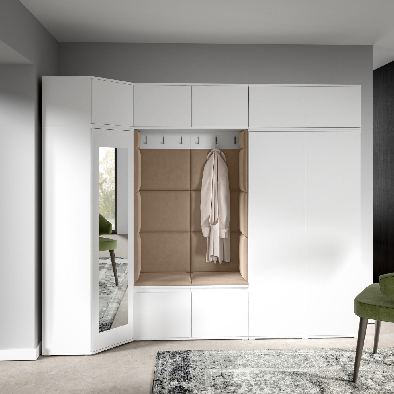 PK Emi 39 Flurgarderobe weiß - Polsterpaneele in verschiedenen Farben