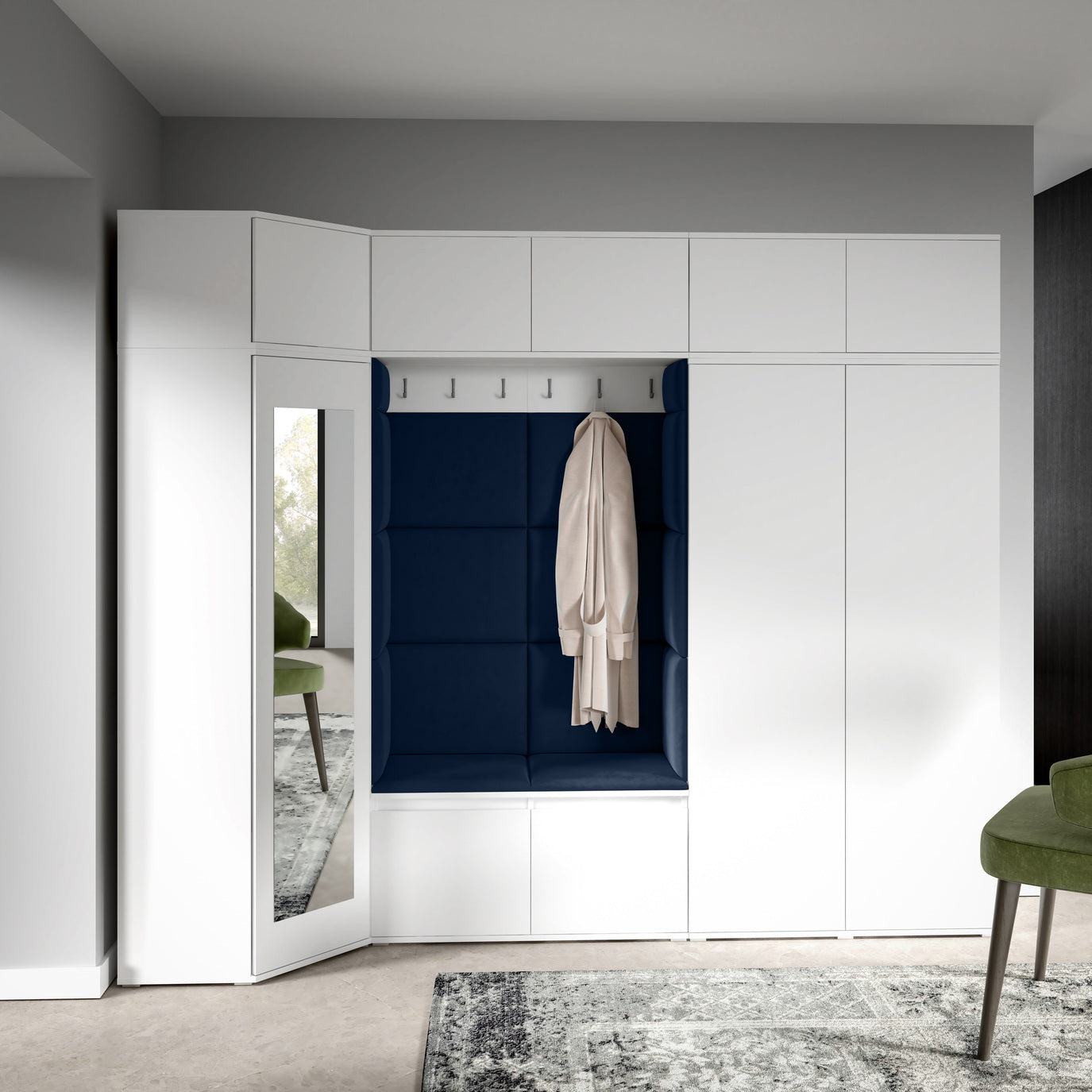 PK Emi 39 Flurgarderobe weiß - Polsterpaneele in verschiedenen Farben