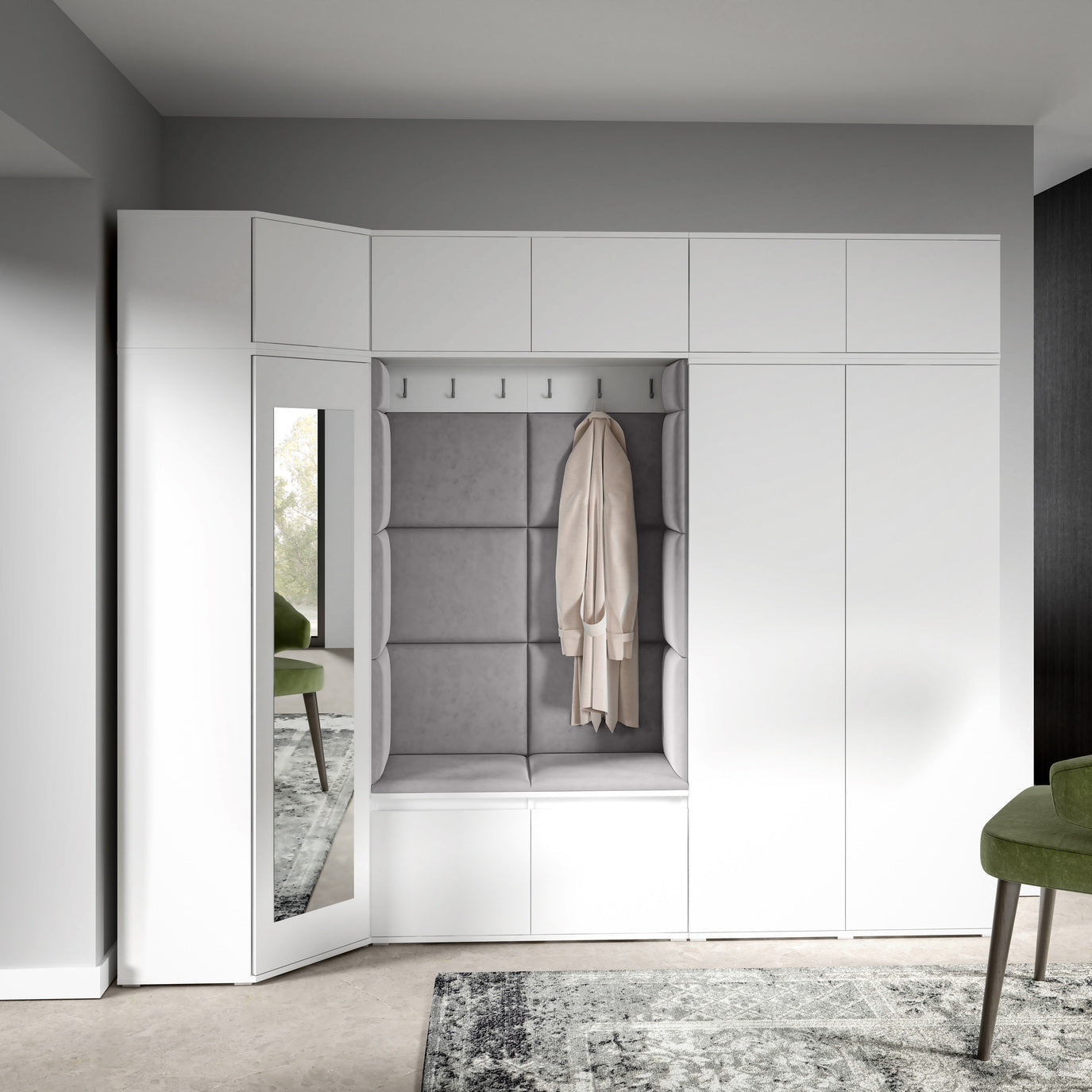 PK Emi 39 Flurgarderobe weiß - Polsterpaneele in verschiedenen Farben