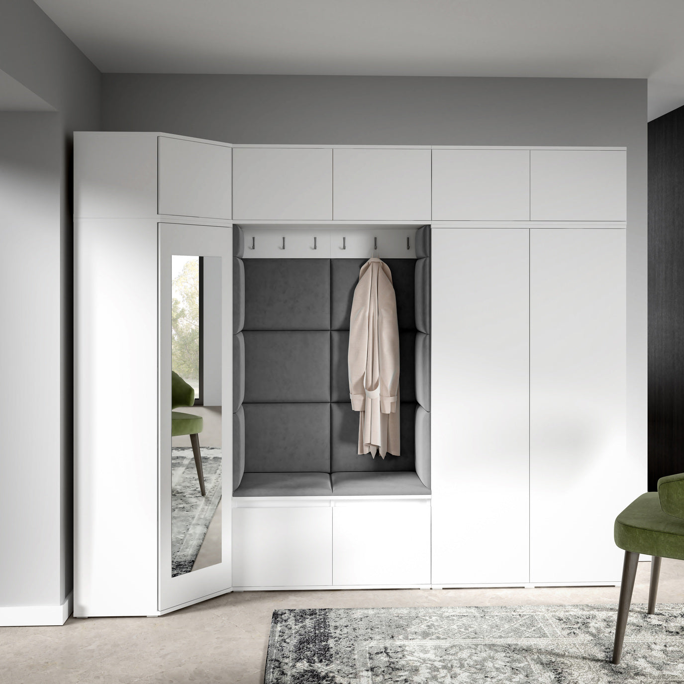 PK Emi 39 Flurgarderobe weiß - Polsterpaneele in verschiedenen Farben