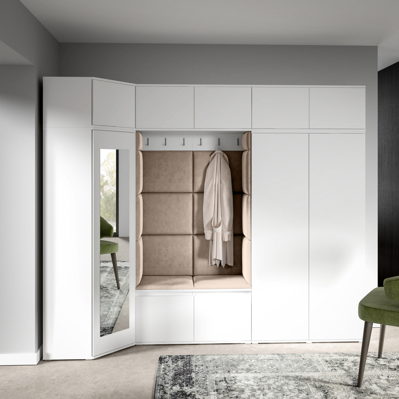 PK Emi 39 Flurgarderobe weiß - Polsterpaneele in verschiedenen Farben