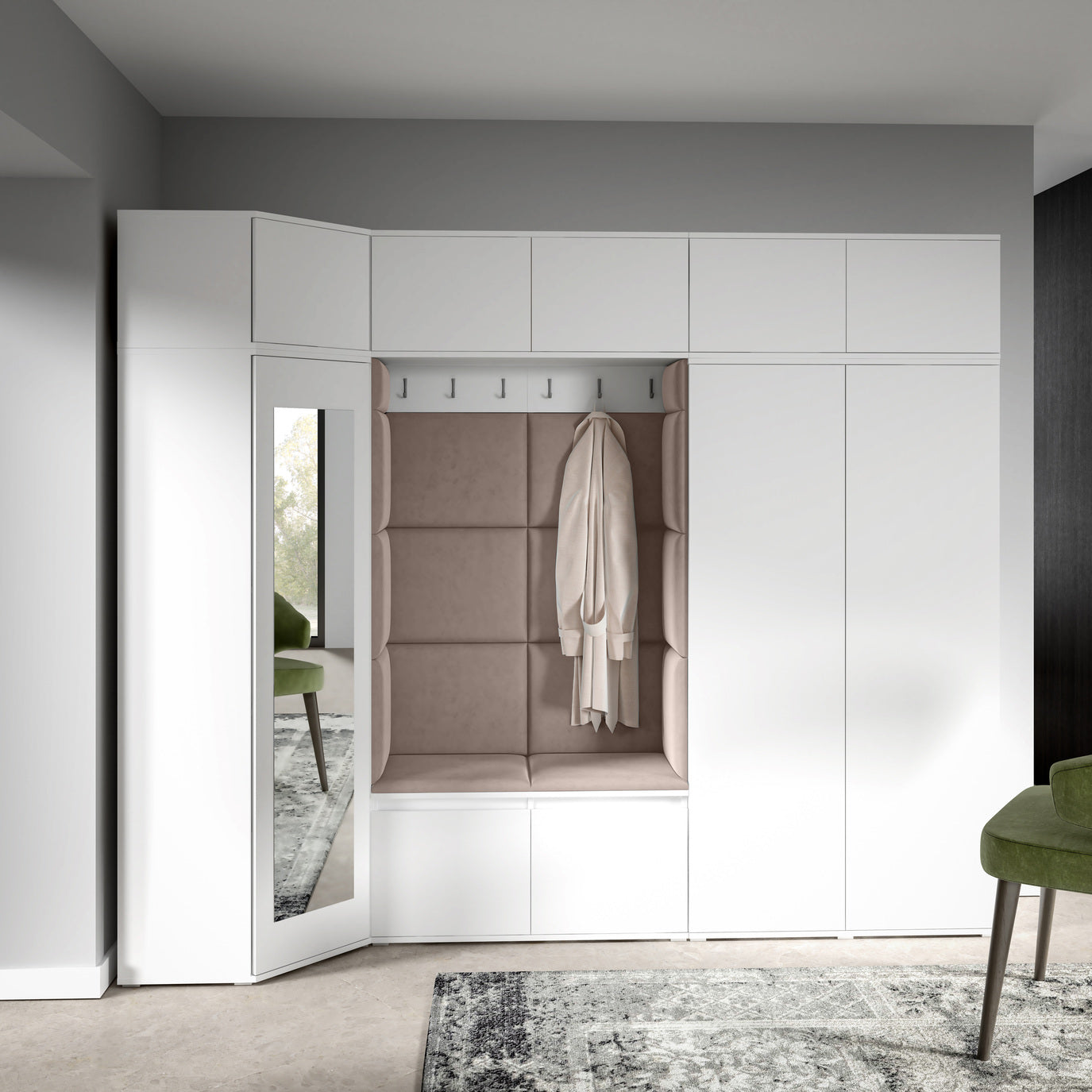 PK Emi 39 Flurgarderobe weiß - Polsterpaneele in verschiedenen Farben