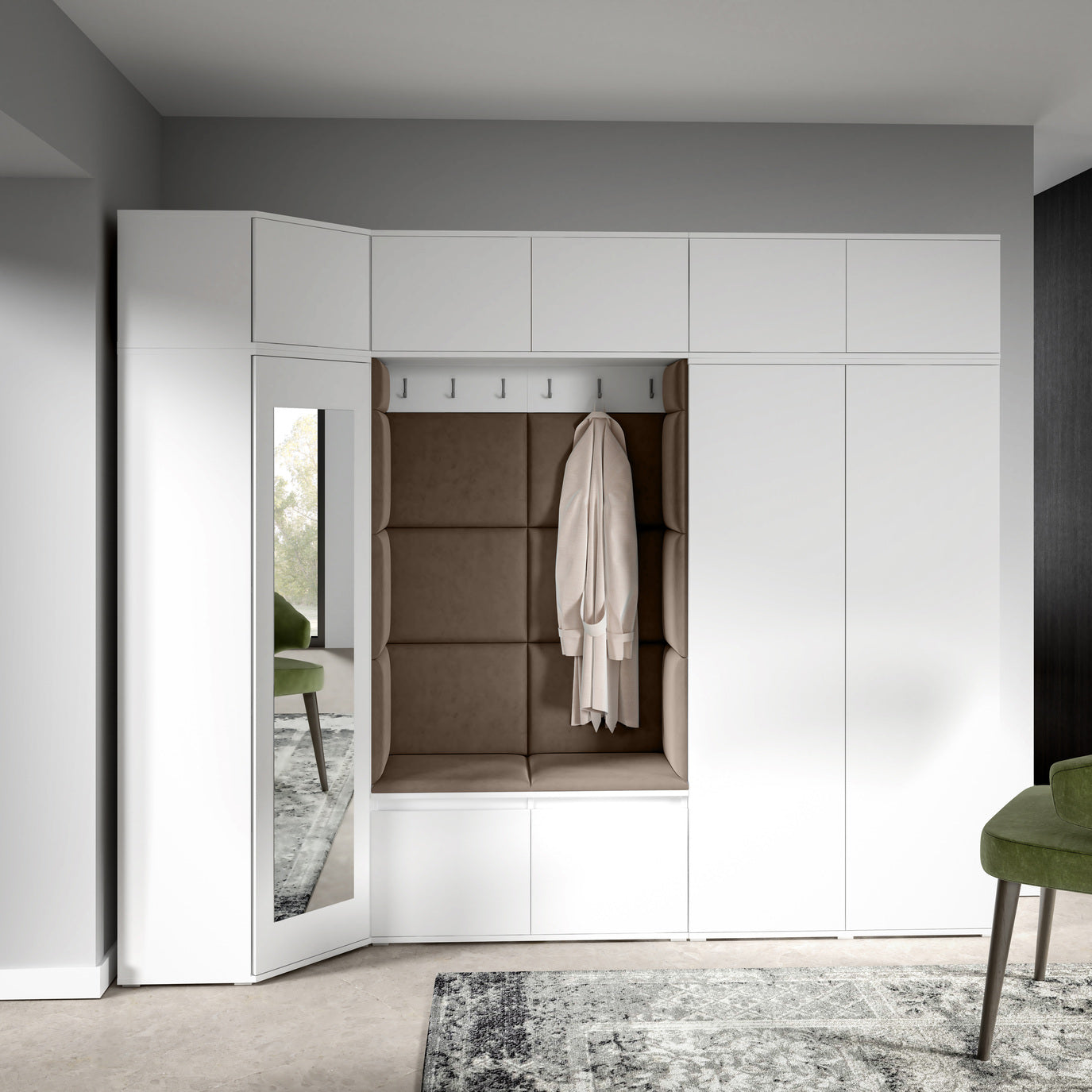 PK Emi 39 Flurgarderobe weiß - Polsterpaneele in verschiedenen Farben