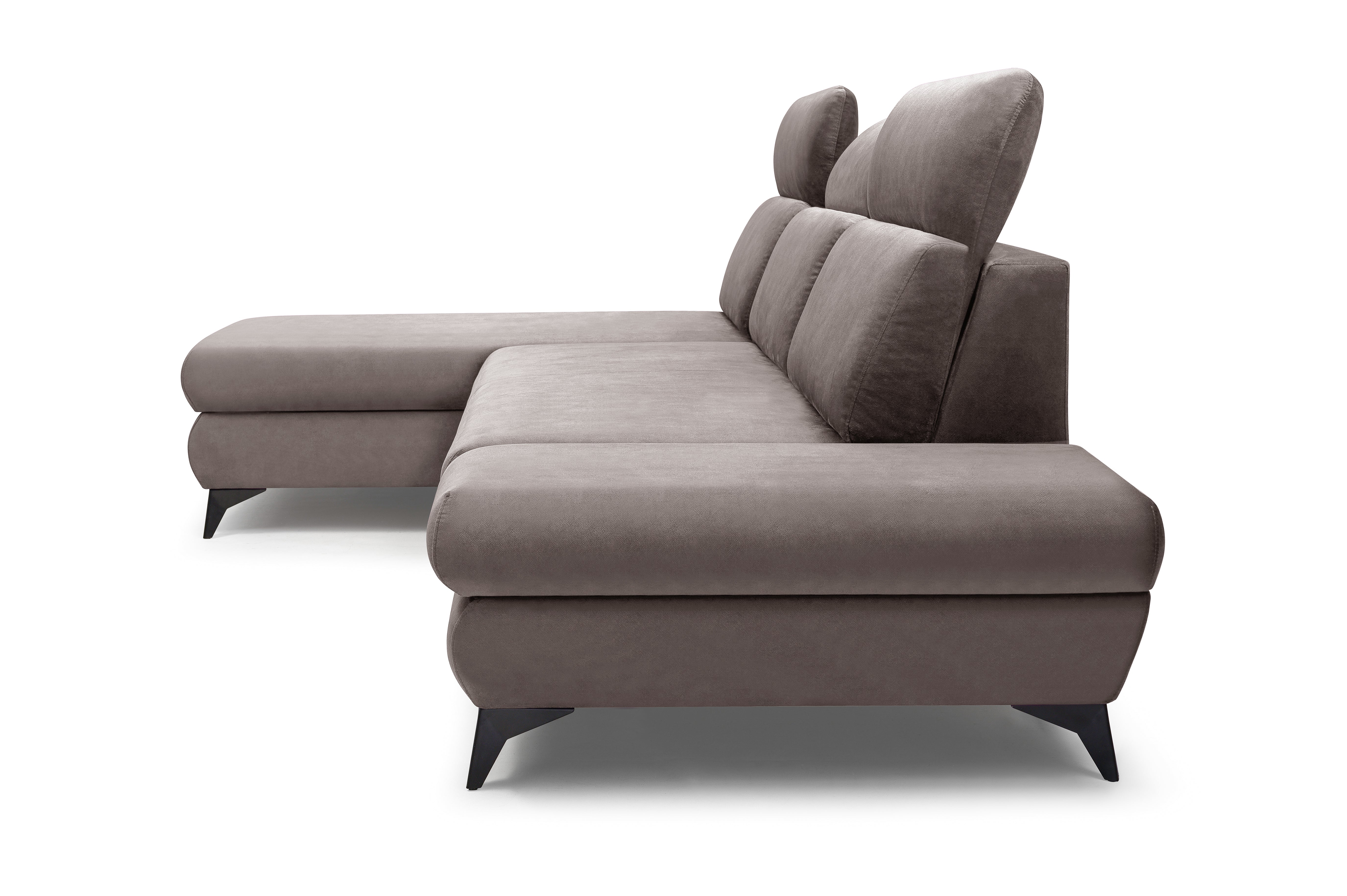 Lask TITAN Corner Sofa with Wooden Shelf & Adjustable Headrests – 280 x 166 cm – Left or Right Configuration