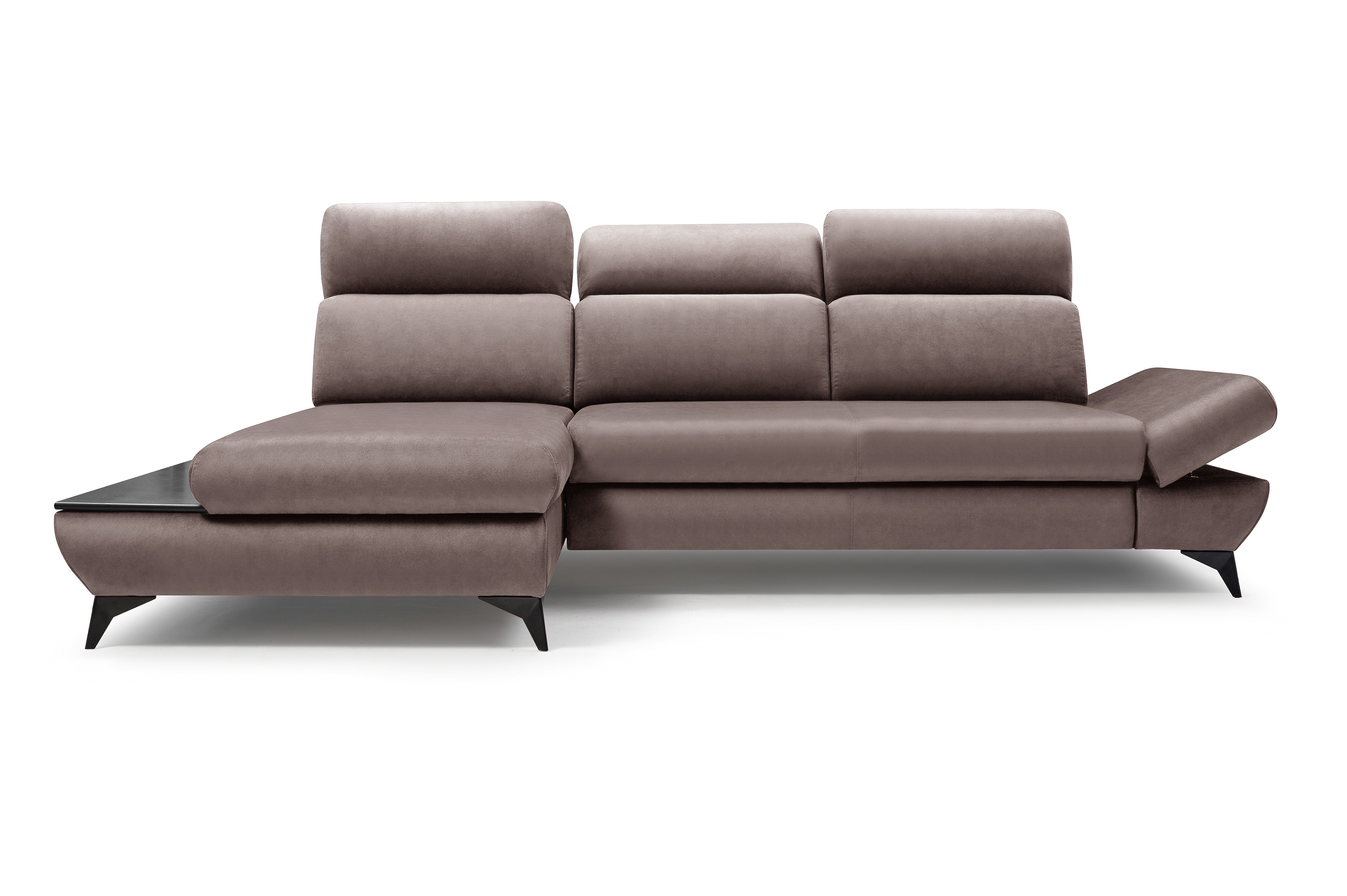 Lask TITAN Corner Sofa with Wooden Shelf & Adjustable Headrests – 280 x 166 cm – Left or Right Configuration