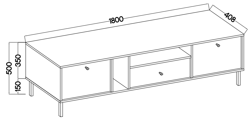 LE Tokyo 313 Sandschwarz-Graphit-TV-Ständer