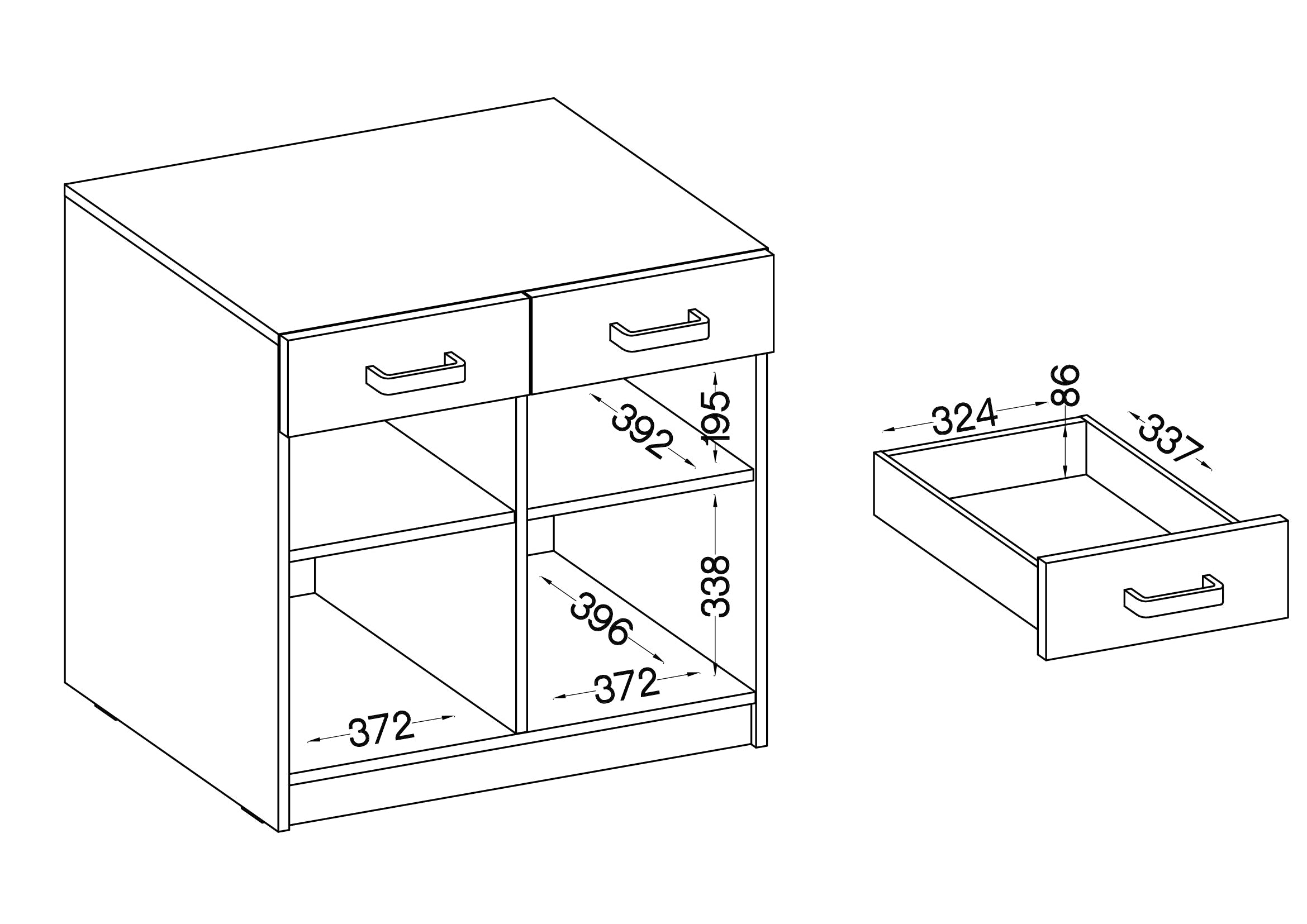 LE Malta 105 2F 2S Lower Cabinet in Light Grey