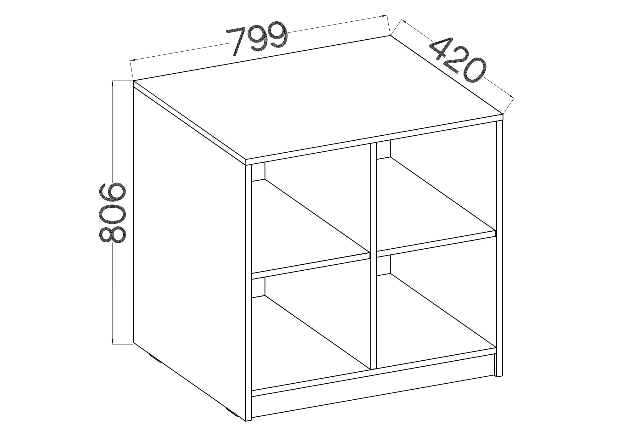 LE Malta 101 Lower Cabinet/Bookcase in Artisan Oak
