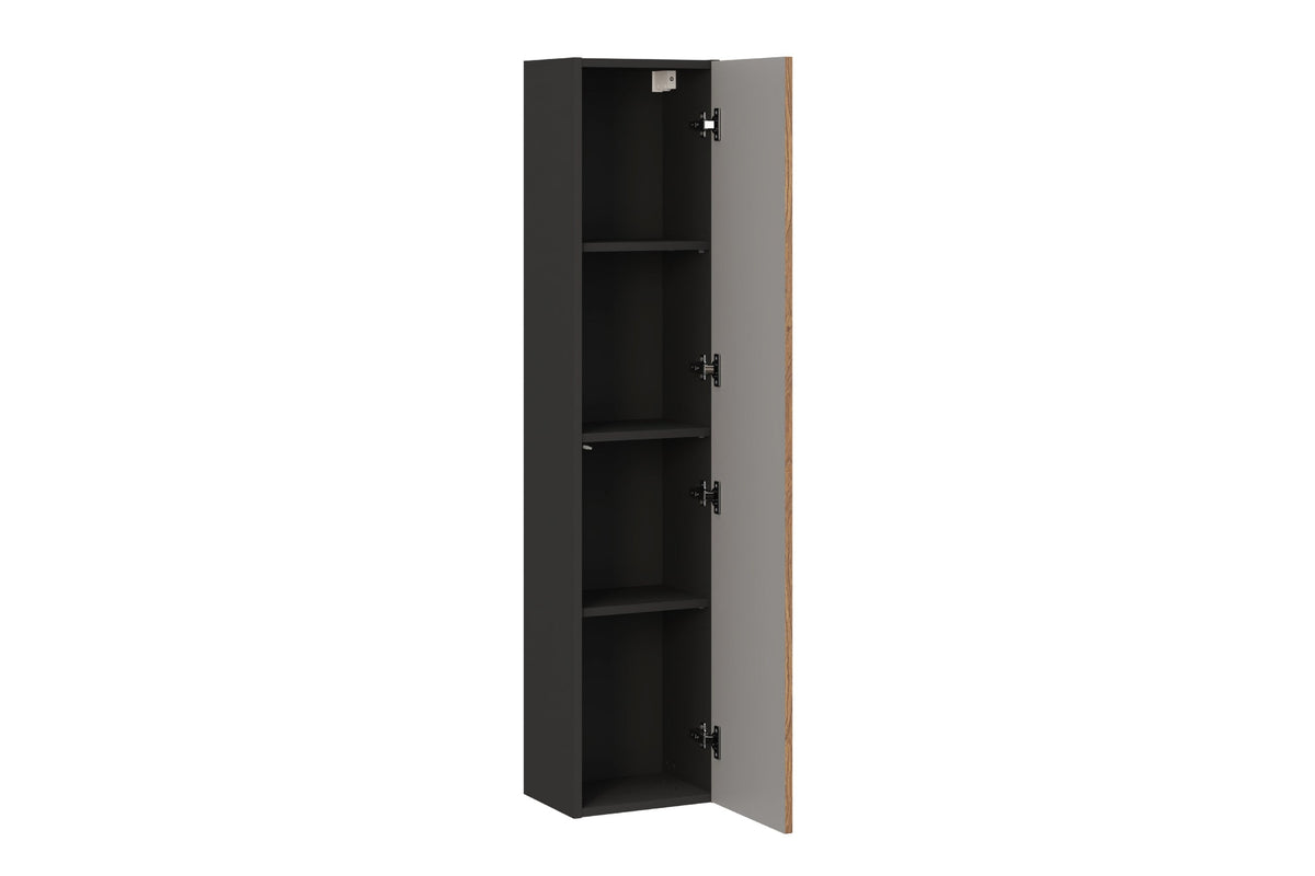 Talia Casella Hochschrank – Mattschwarz, Casella-Eiche, 30x25,5x140 cm