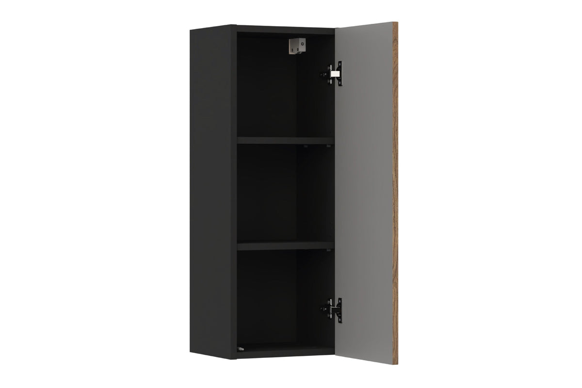 Talia Casella Hängeschrank 1 Tür – Mattschwarz, Casella-Eiche, 30x18.5x80 cm