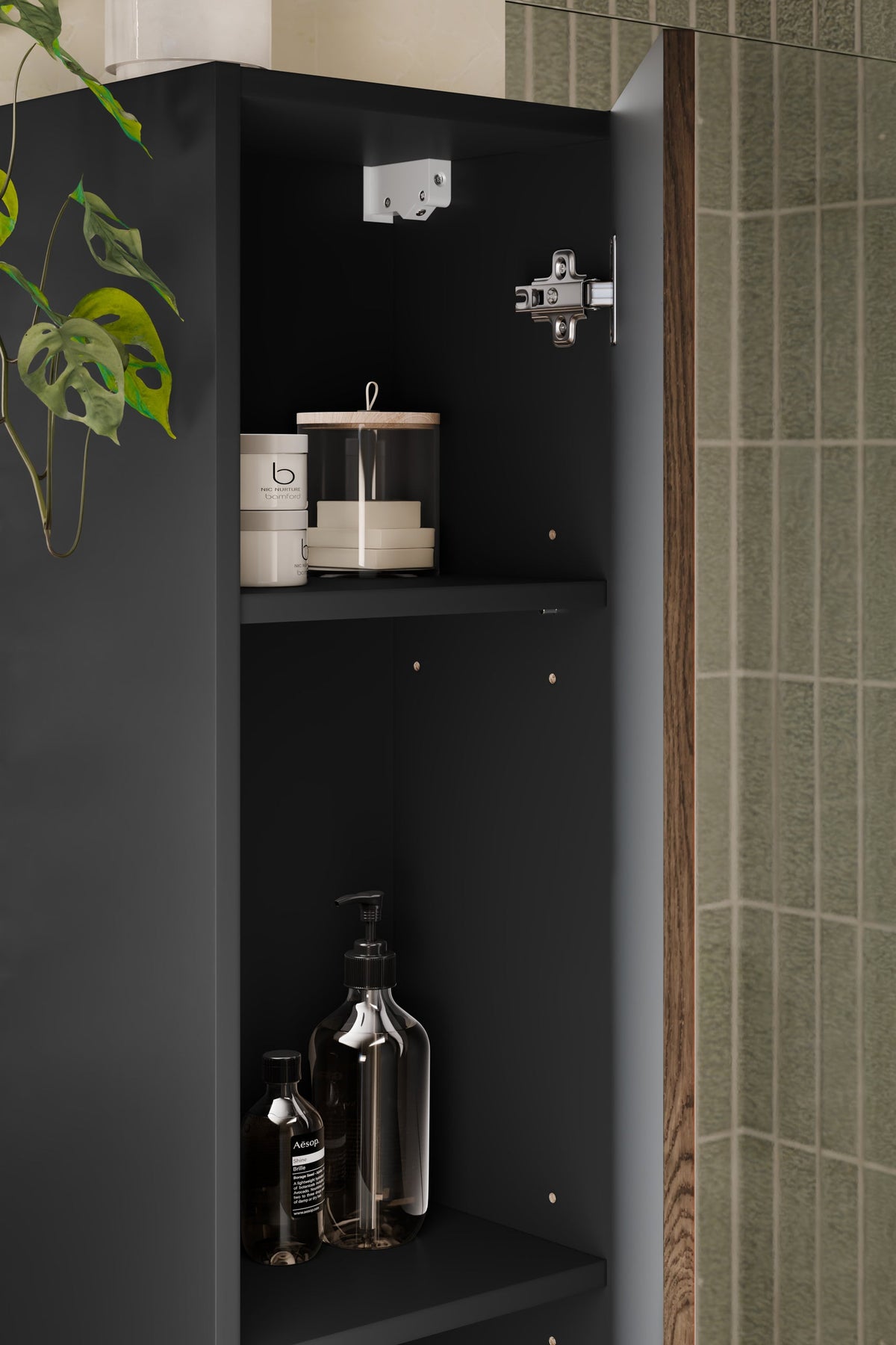 Talia Casella Hochschrank – Mattschwarz, Casella-Eiche, 30x25,5x140 cm