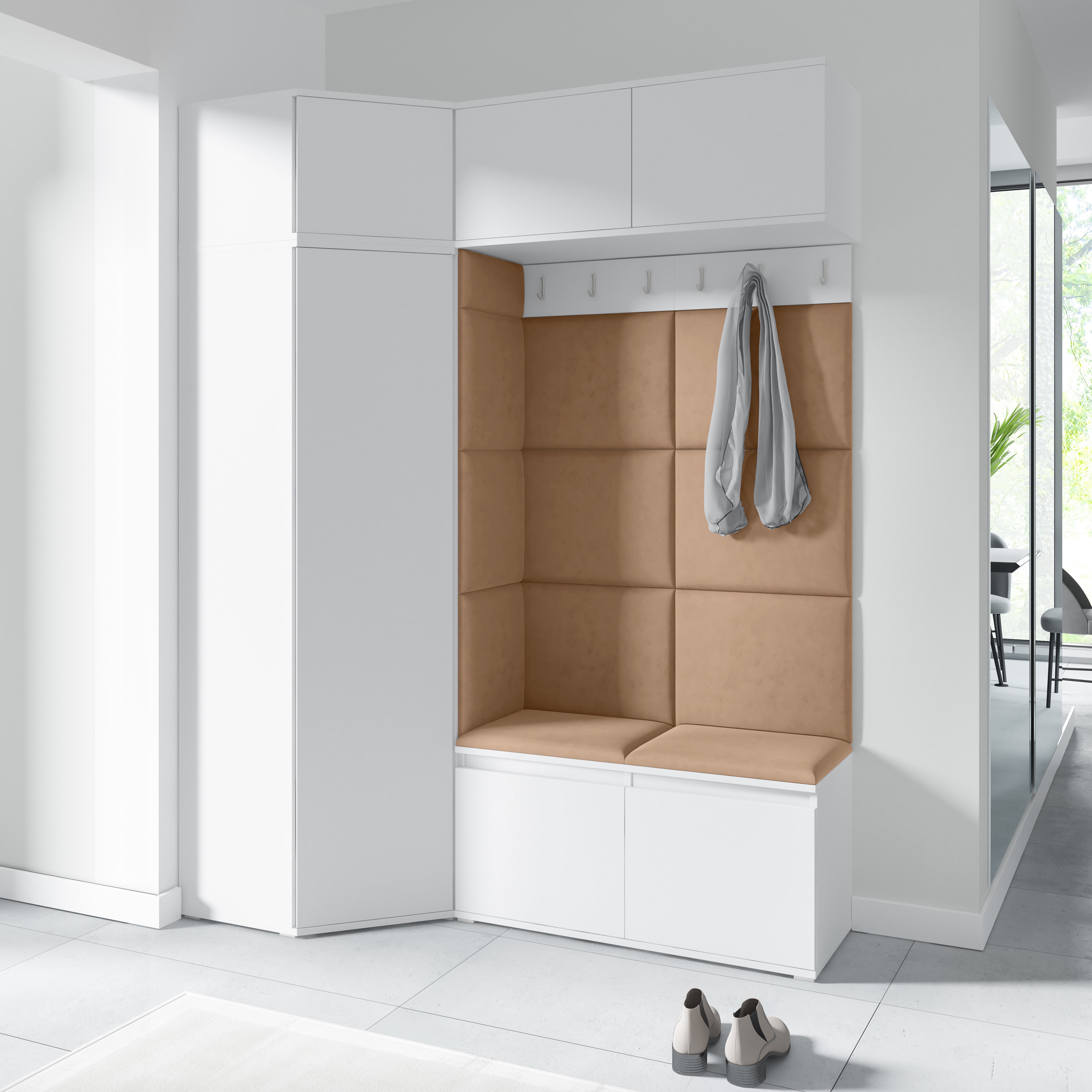 PK Emi 38 Flurschrank Weiß - Gepolsterte Paneele in verschiedenen Farben