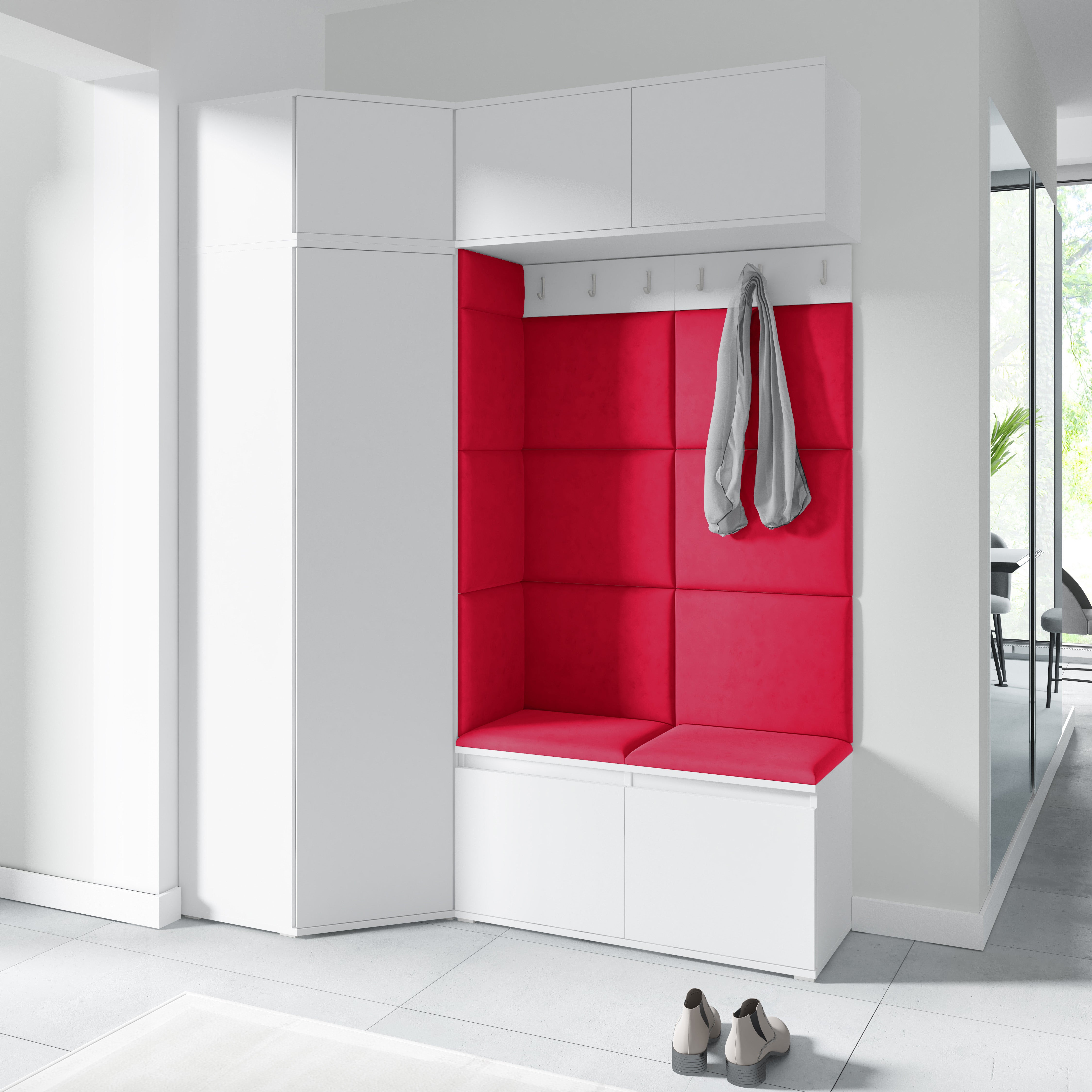 PK Emi 38 Flurschrank Weiß - Gepolsterte Paneele in verschiedenen Farben