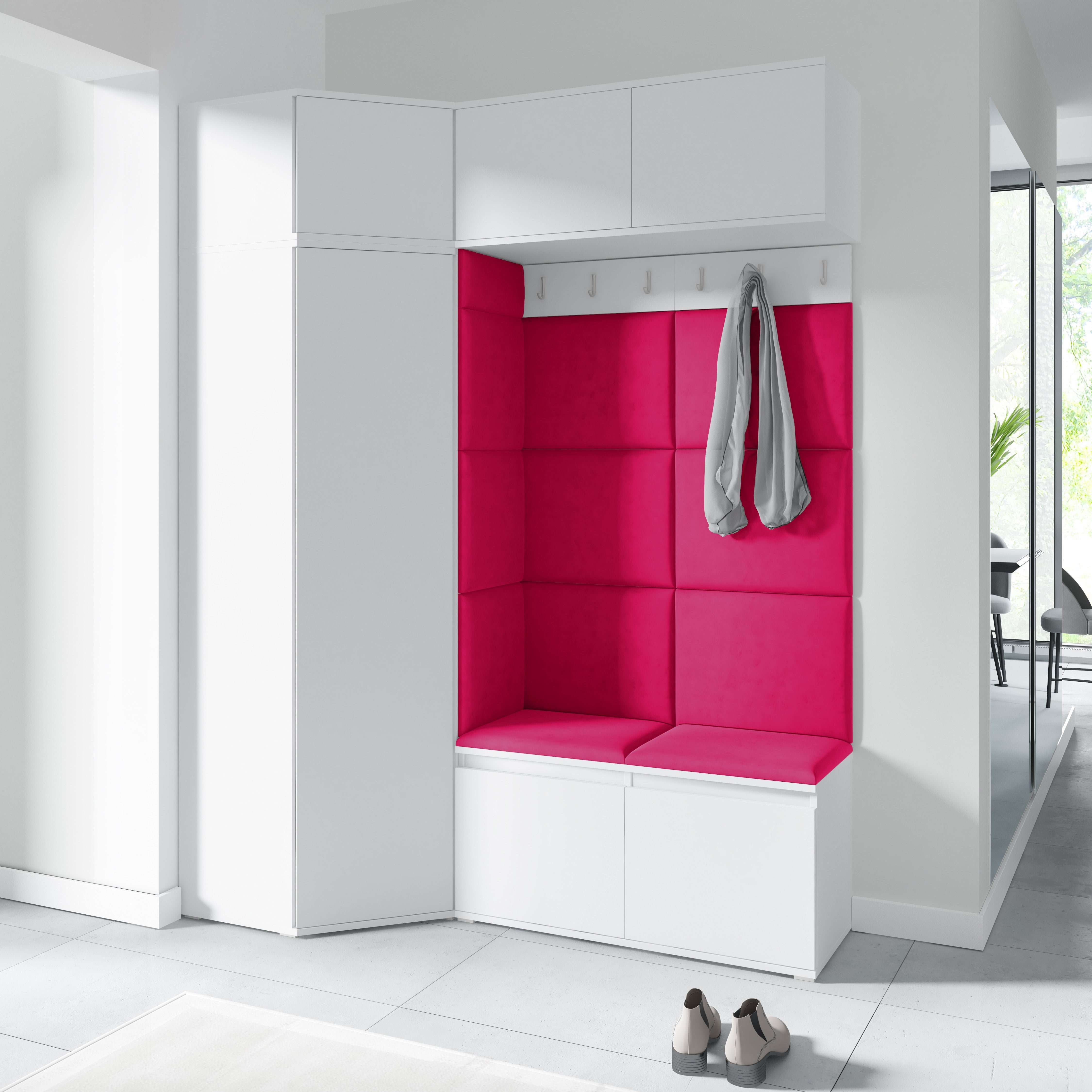 PK Emi 38 Flurschrank Weiß - Gepolsterte Paneele in verschiedenen Farben