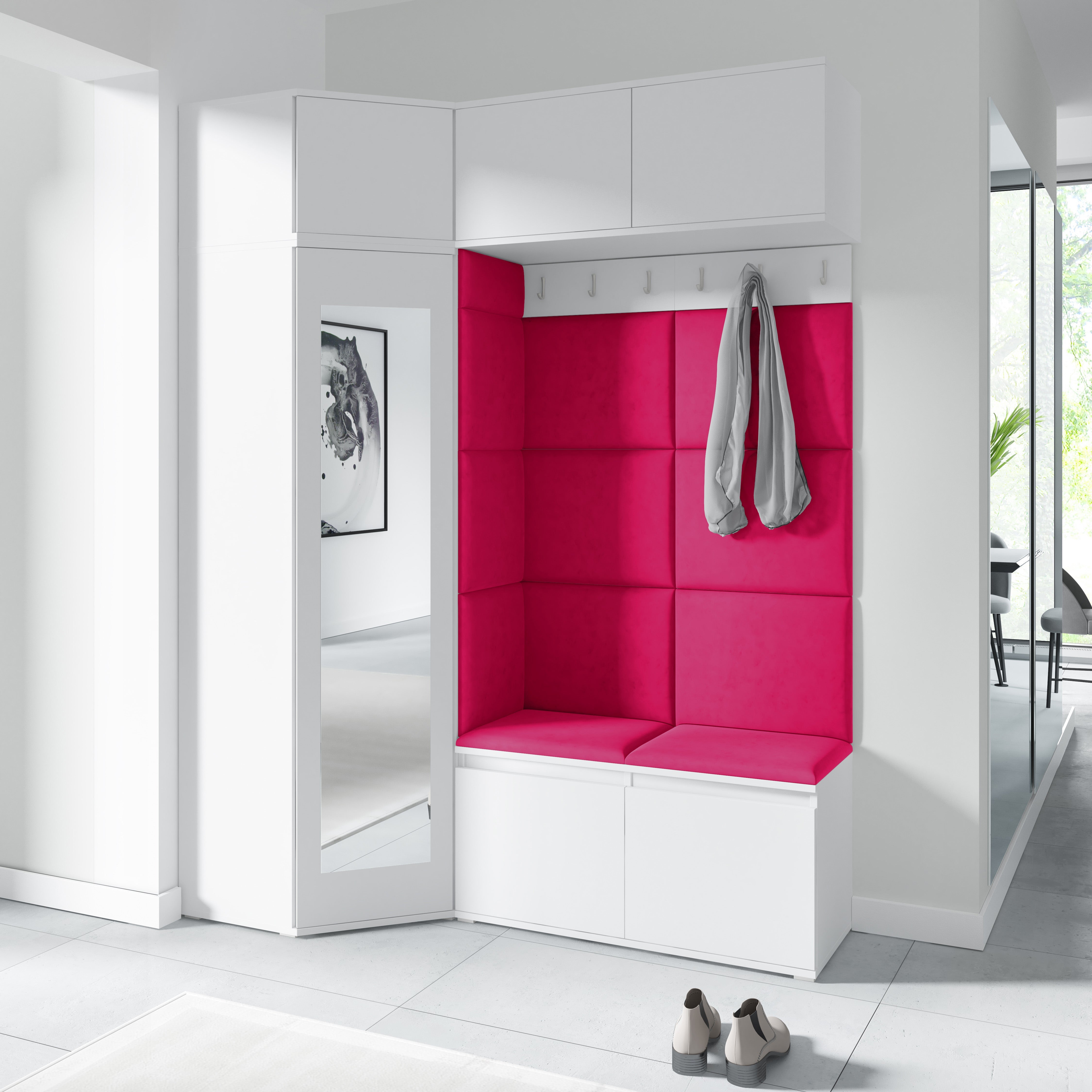 PK Emi 38 Flurschrank Weiß - Gepolsterte Paneele in verschiedenen Farben