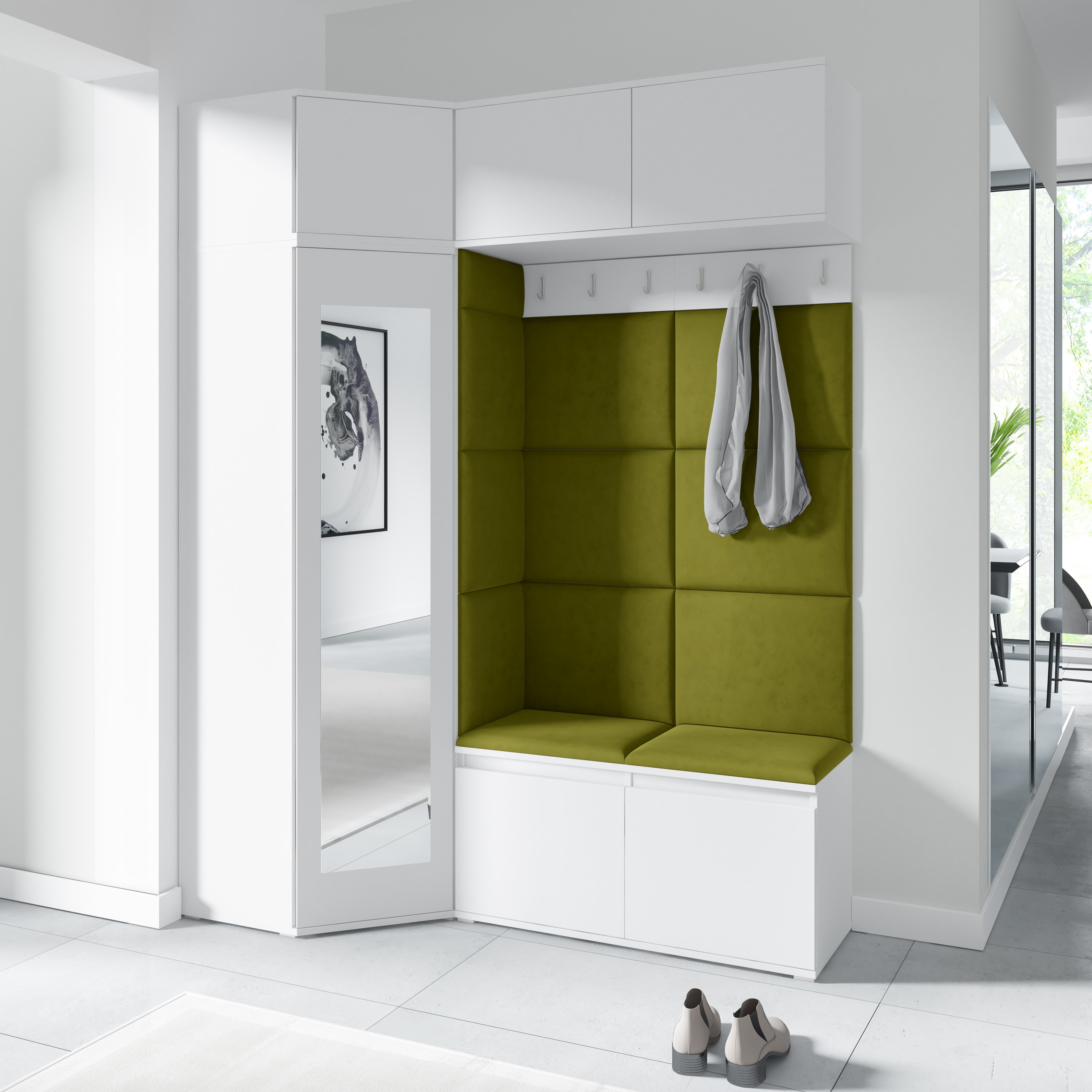 PK Emi 38 Flurschrank Weiß - Gepolsterte Paneele in verschiedenen Farben