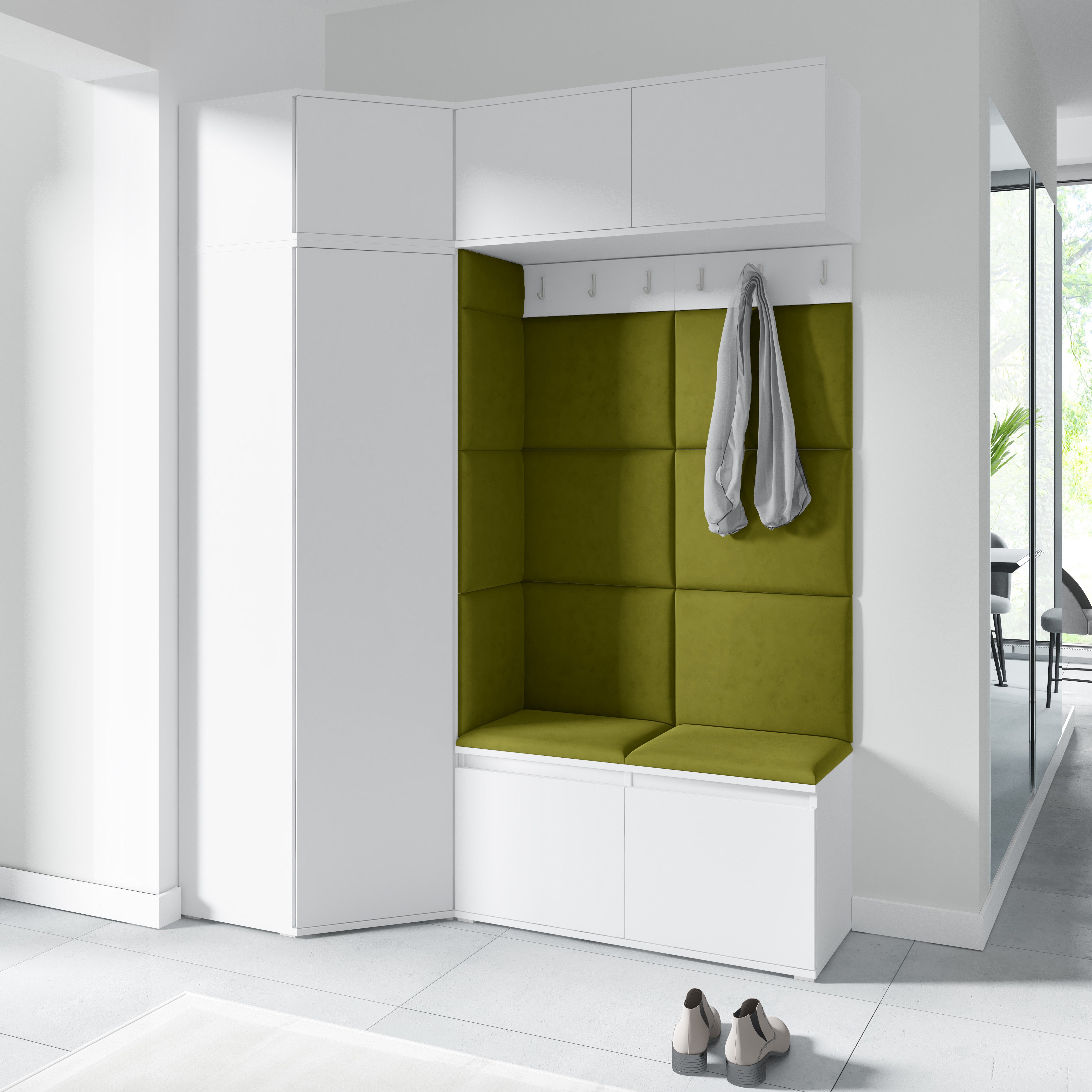 PK Emi 38 Flurschrank Weiß - Gepolsterte Paneele in verschiedenen Farben