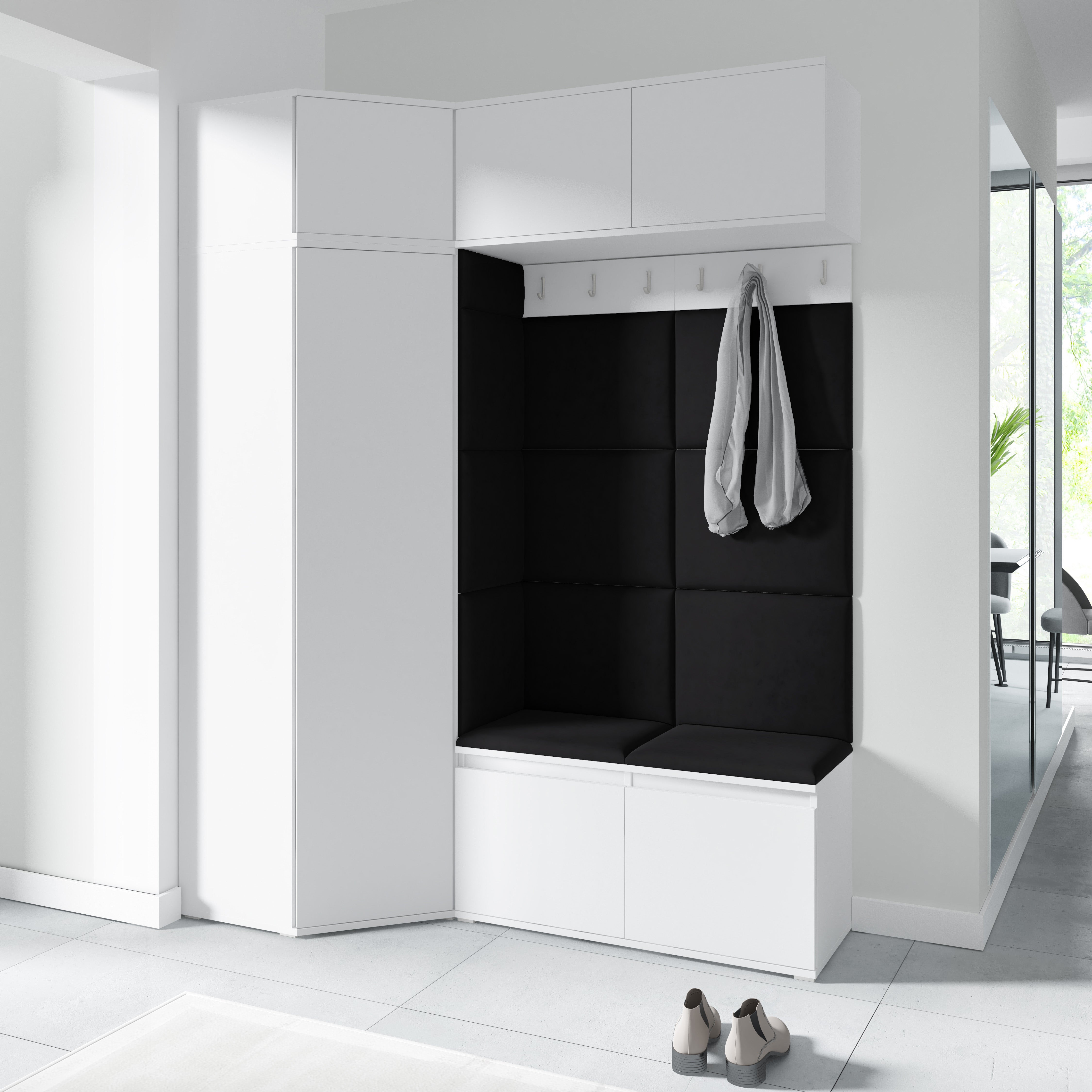 PK Emi 38 Flurschrank Weiß - Gepolsterte Paneele in verschiedenen Farben