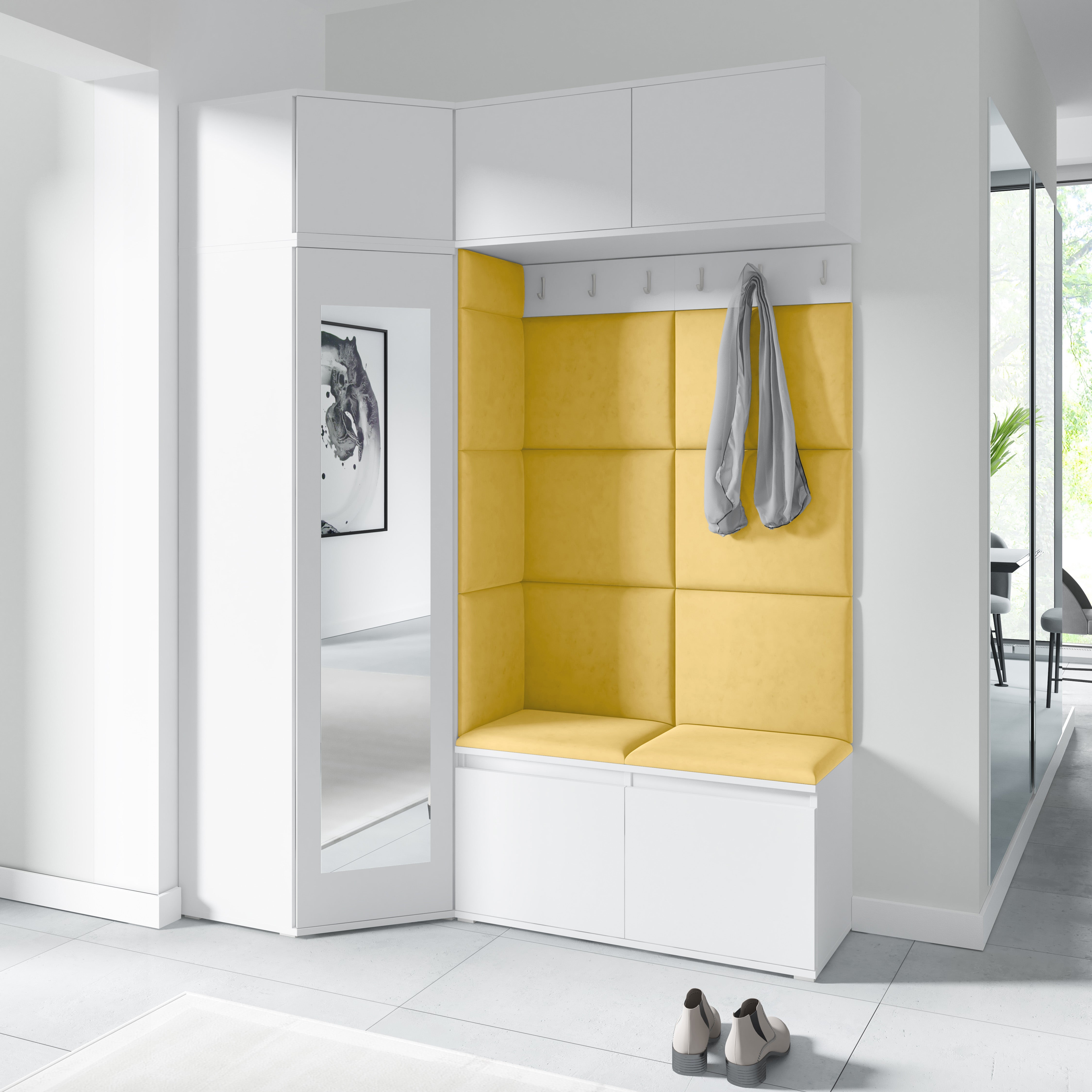 PK Emi 38 Flurschrank Weiß - Gepolsterte Paneele in verschiedenen Farben