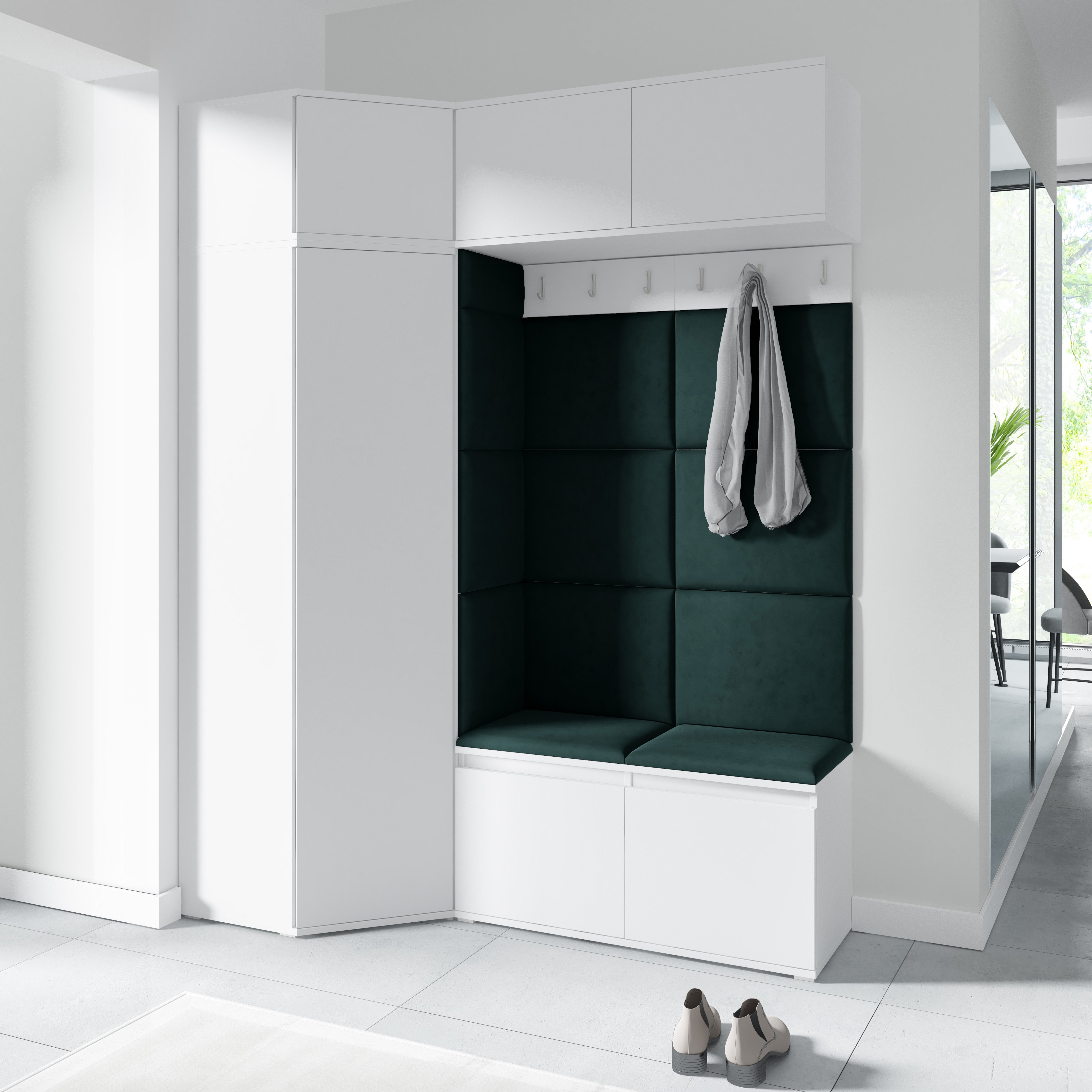 PK Emi 38 Flurschrank Weiß - Gepolsterte Paneele in verschiedenen Farben