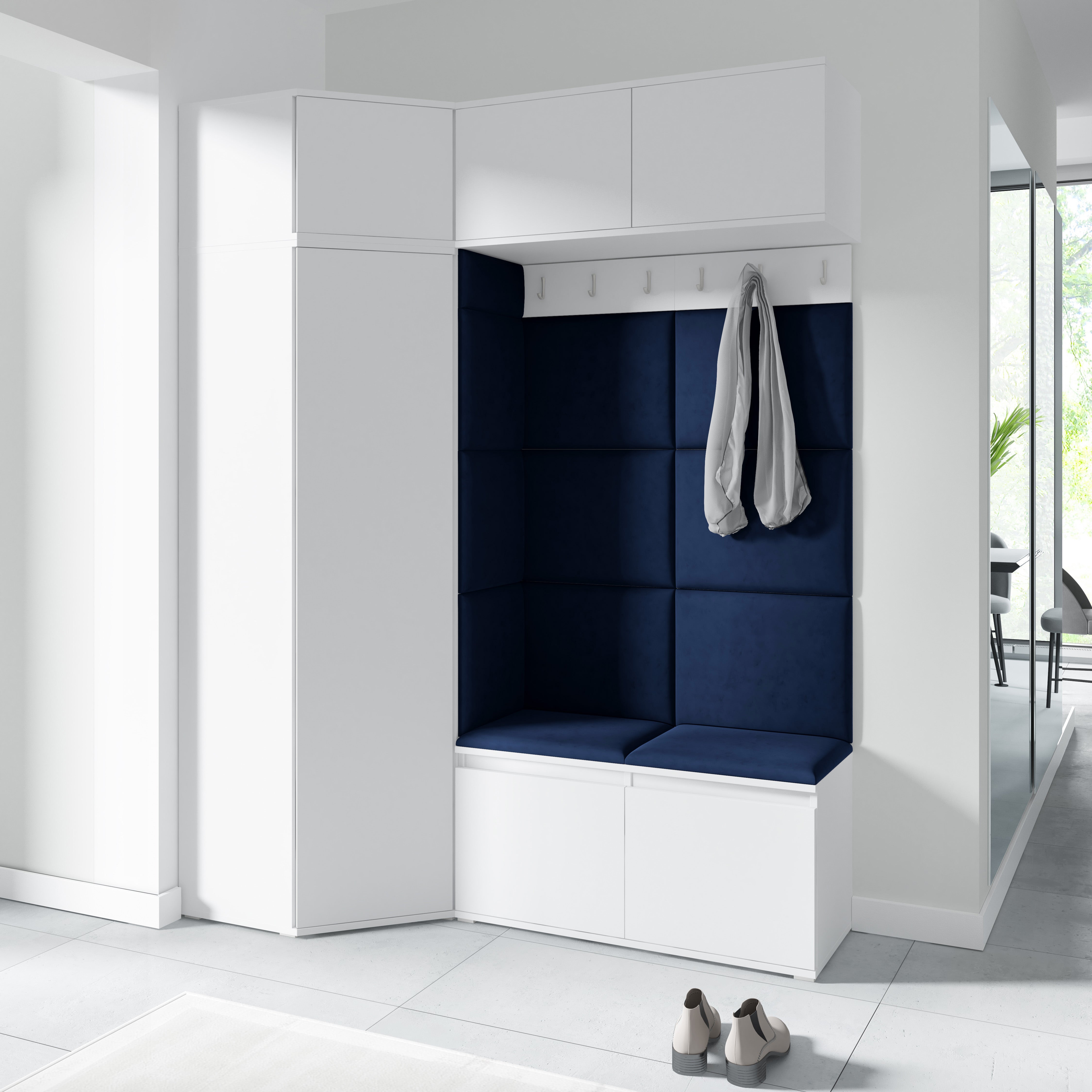 PK Emi 38 Flurschrank Weiß - Gepolsterte Paneele in verschiedenen Farben