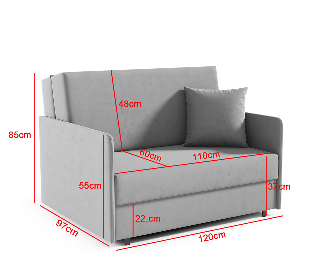 Antonio II 2-Sitzer Schlafsofa – 120 cm