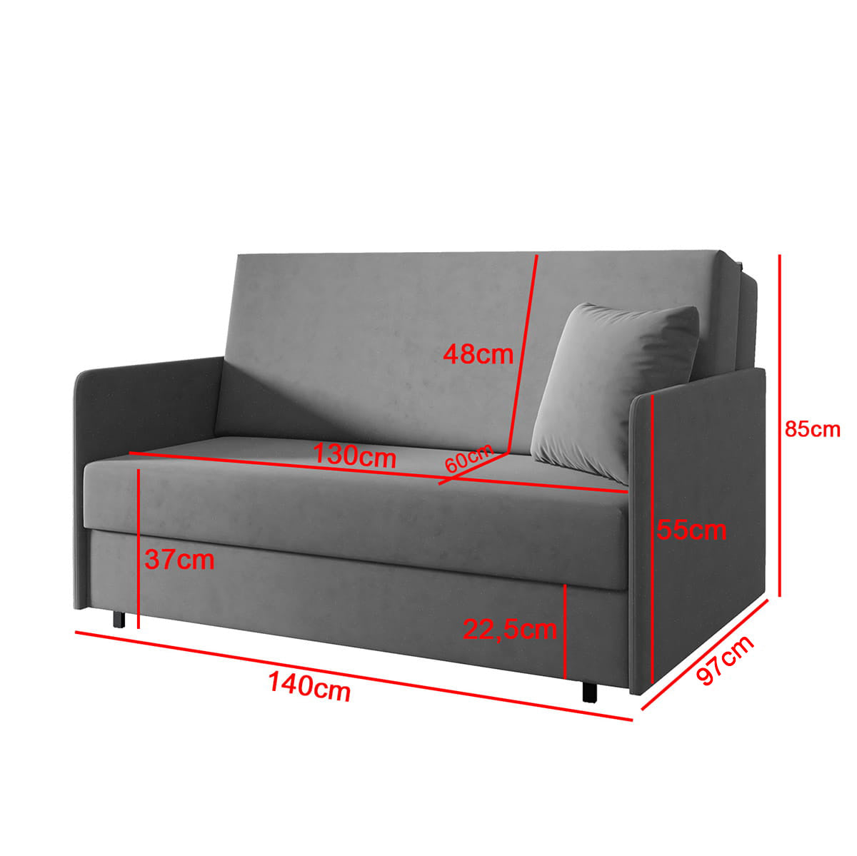 Antonio III Schlafsofa 3-Sitzer – 140 cm