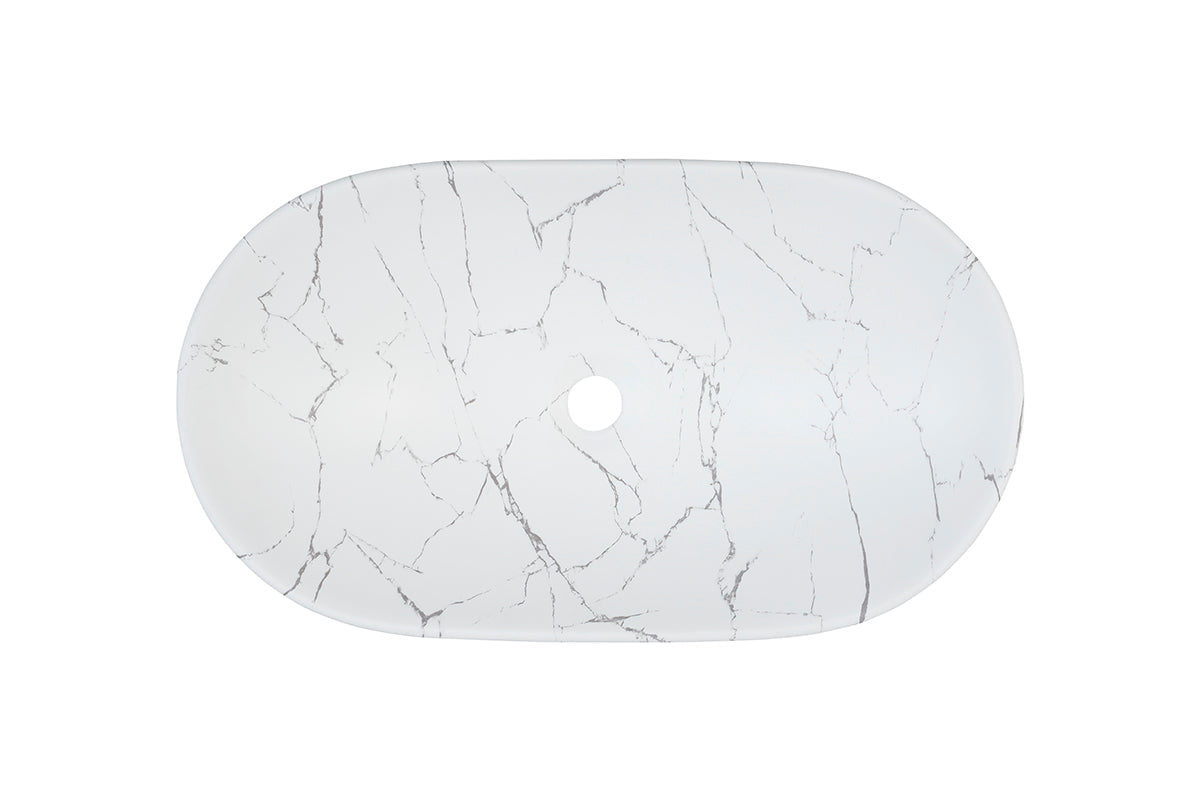 Waschbecken Lena – Mattweißer Marmor, 61,5 cm