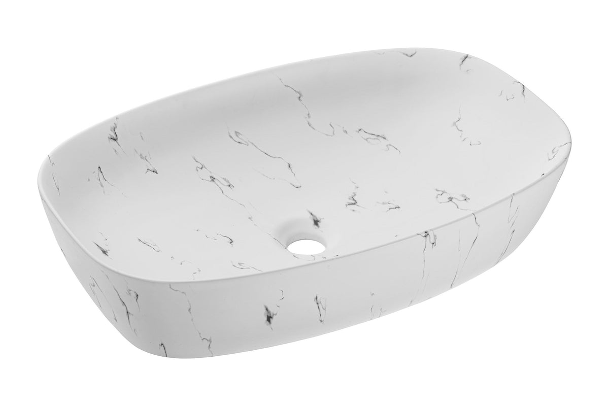 Aufsatzwaschbecken Megi – Marmor Mattweiß, 60 x 38 cm