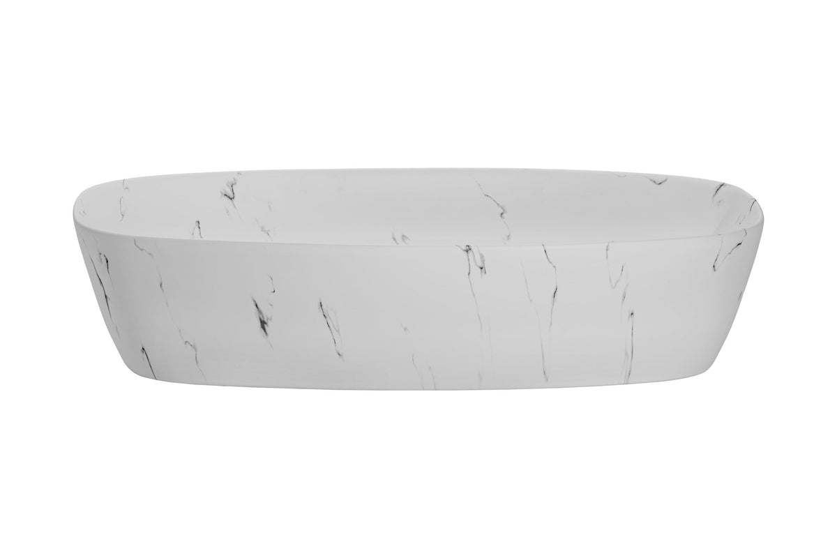 Aufsatzwaschbecken Megi – Marmor Mattweiß, 60 x 38 cm