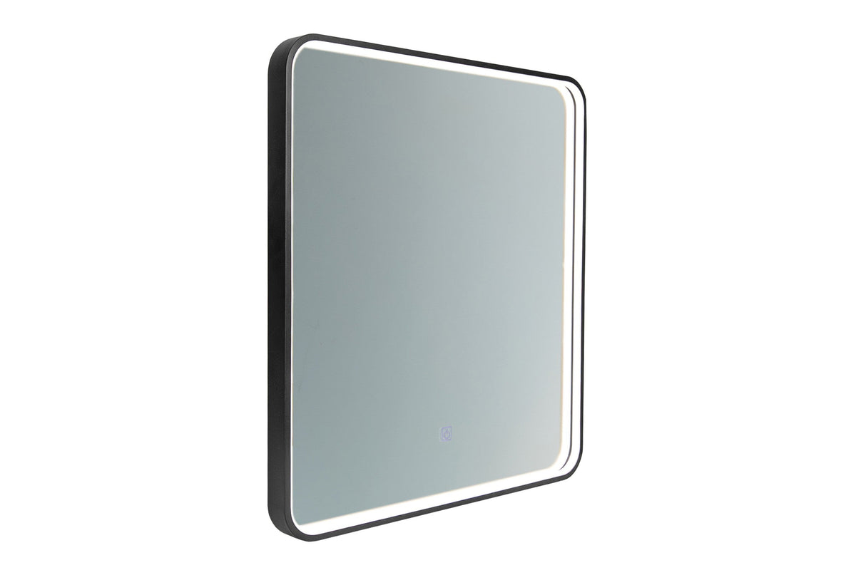 Vega LU LED 60 – Rechteckiger LED-Badspiegel mit schwarzem Rahmen, 60 × 65 cm