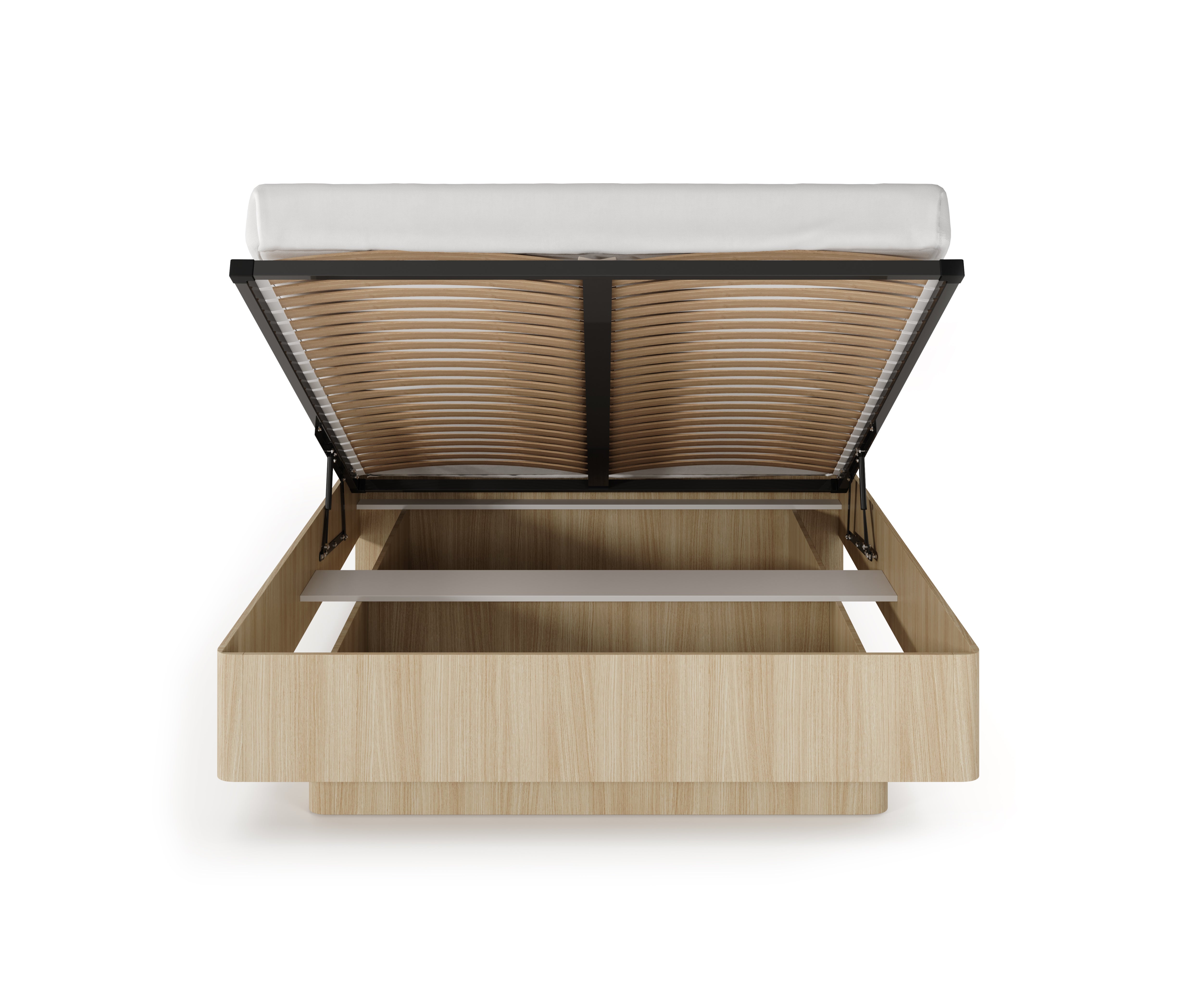 Lask Viki – Bett mit gepolstertem Kopfteil und Stauraum