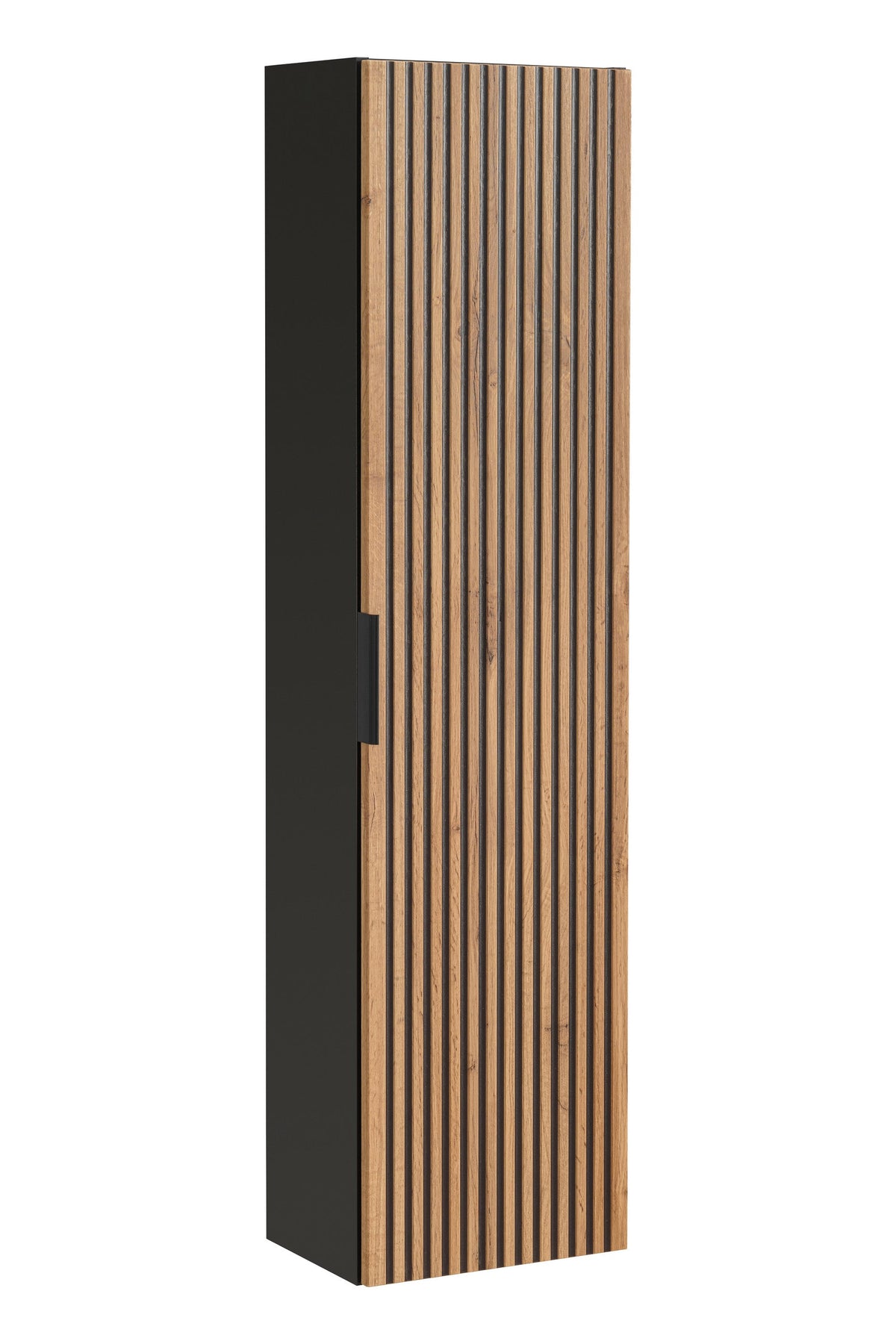Xilo Hochschrank – Schwarz / Wotan Eiche, 35 cm