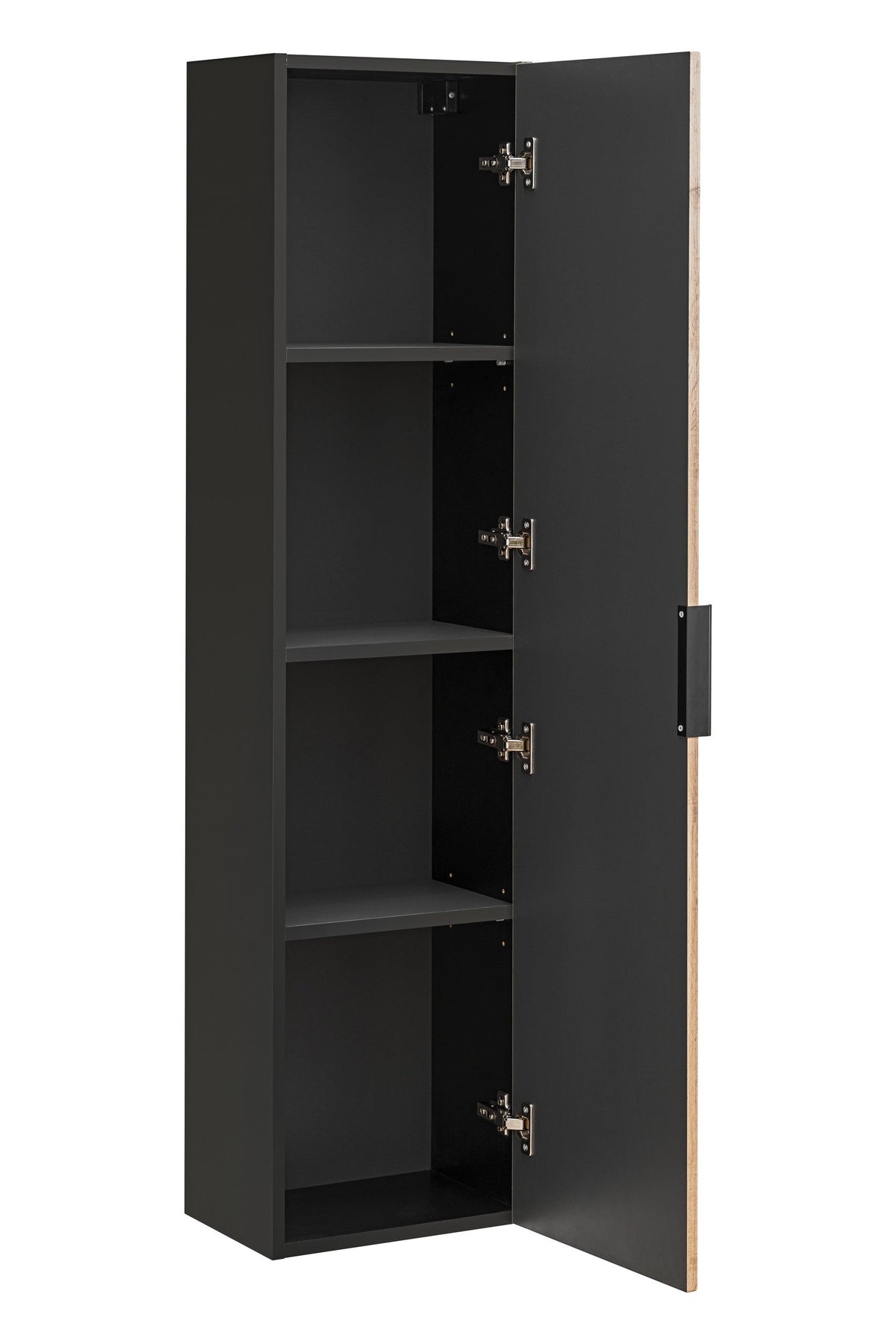 Xilo Hochschrank – Schwarz / Wotan Eiche, 35 cm
