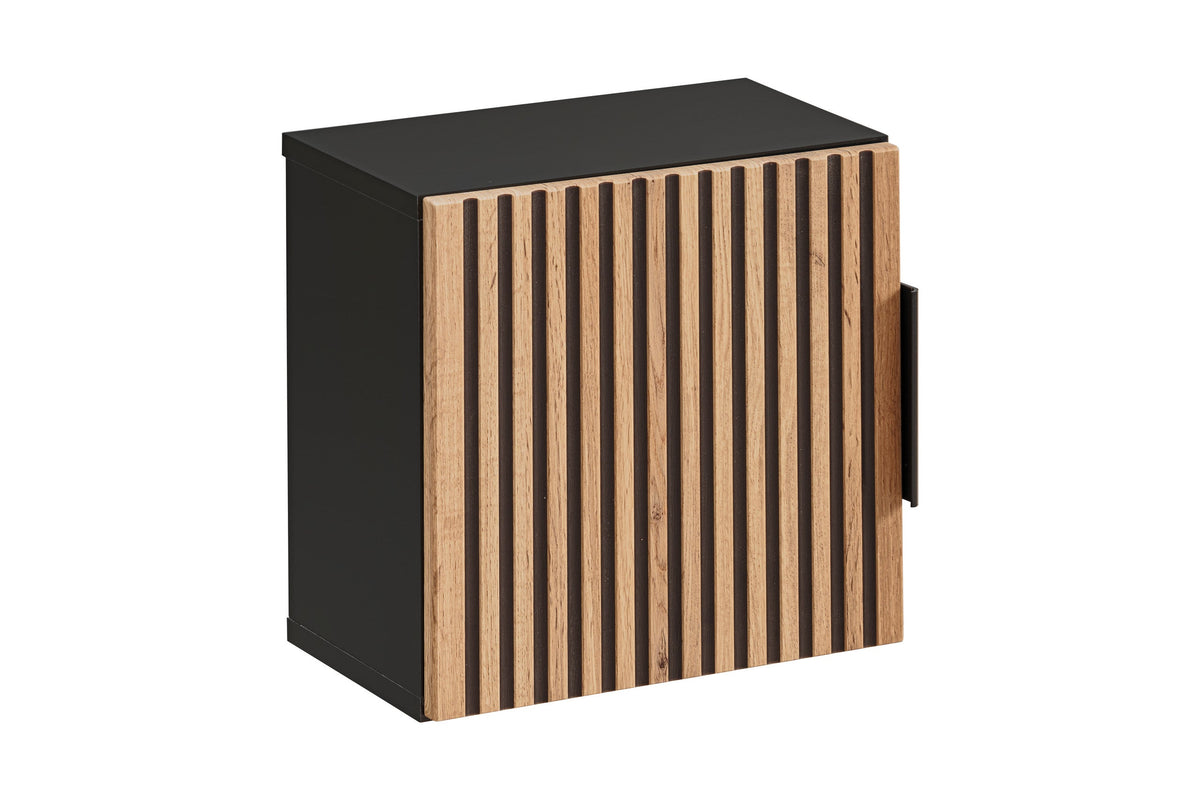 Qubik Wandschrank 35x35cm – Schwarz Matt / Wotan Eiche, 1 Tür
