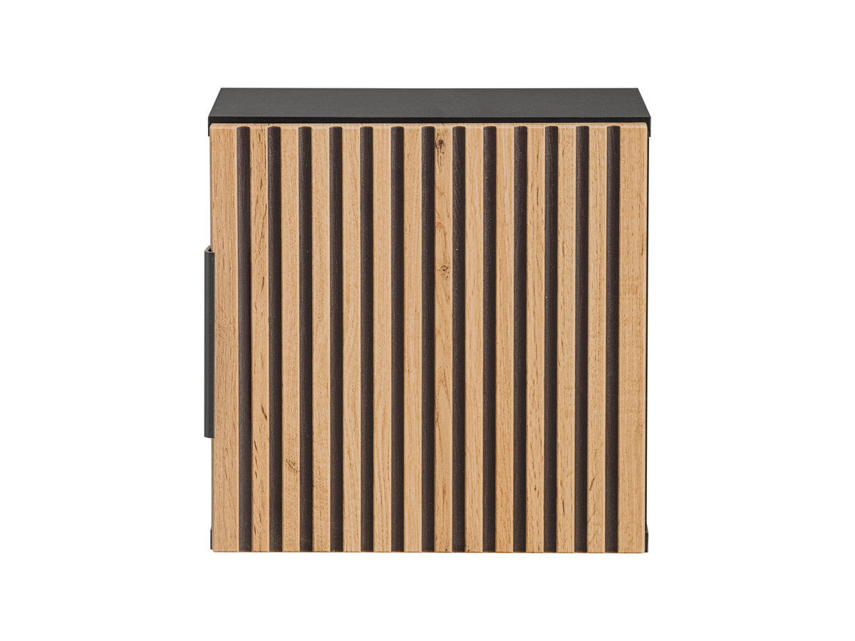 Qubik Wandschrank 35x35cm – Schwarz Matt / Wotan Eiche, 1 Tür