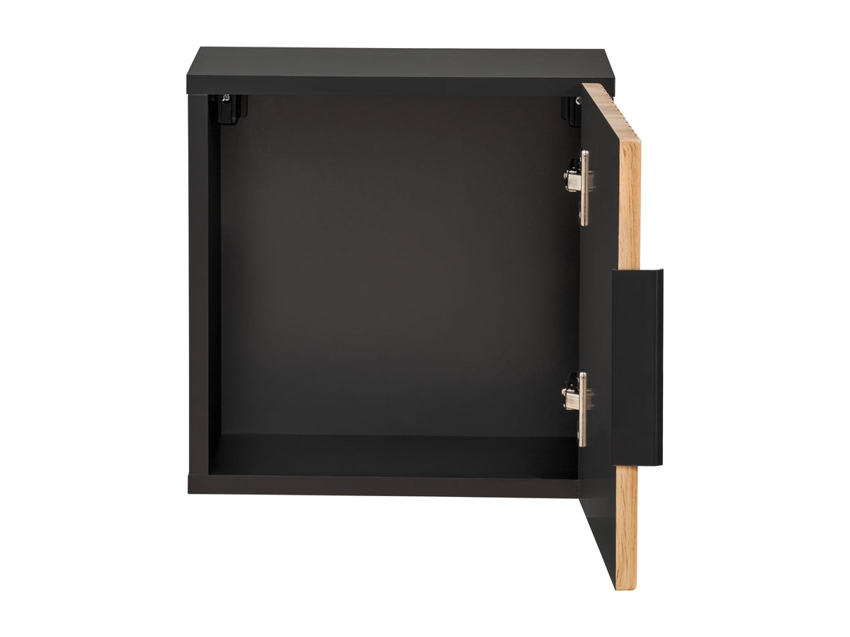 Qubik Wandschrank 35x35cm – Schwarz Matt / Wotan Eiche, 1 Tür